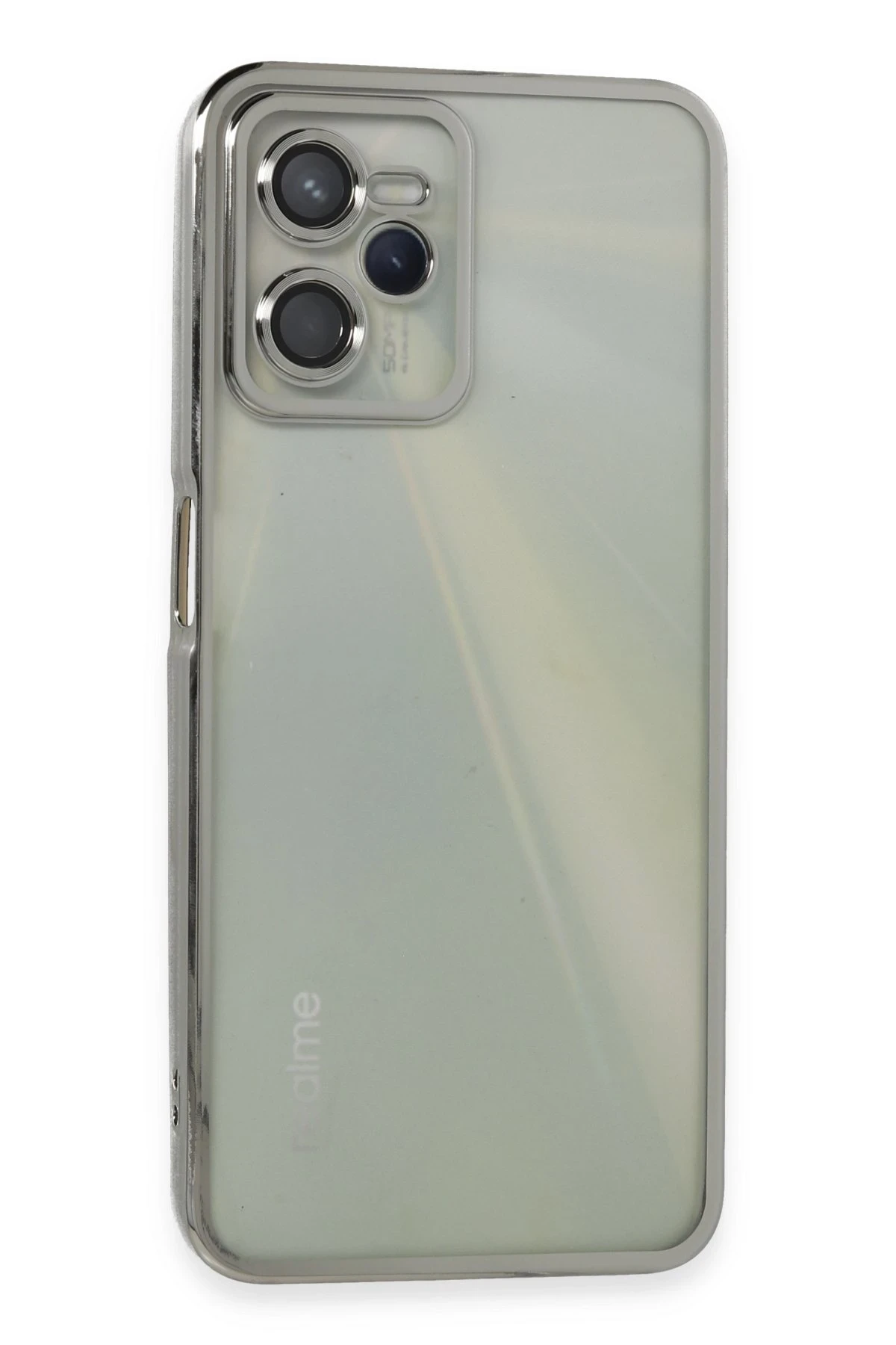 Newface Realme C35 Kılıf Razer Lensli Silikon - Gümüş
