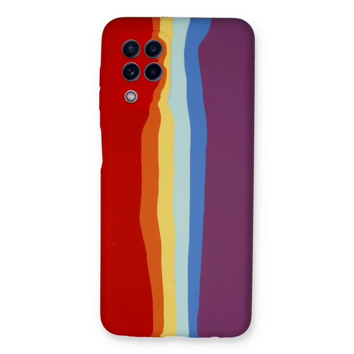 Newface Samsung Galaxy A22 Kılıf Ebruli Lansman Silikon - Kırmızı-Mor