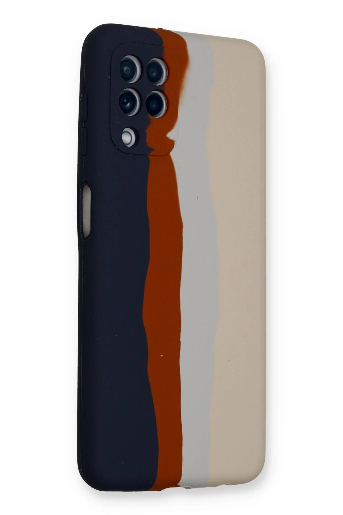 Newface Samsung Galaxy A22 Kılıf Ebruli Lansman Silikon - Lacivert-Krem