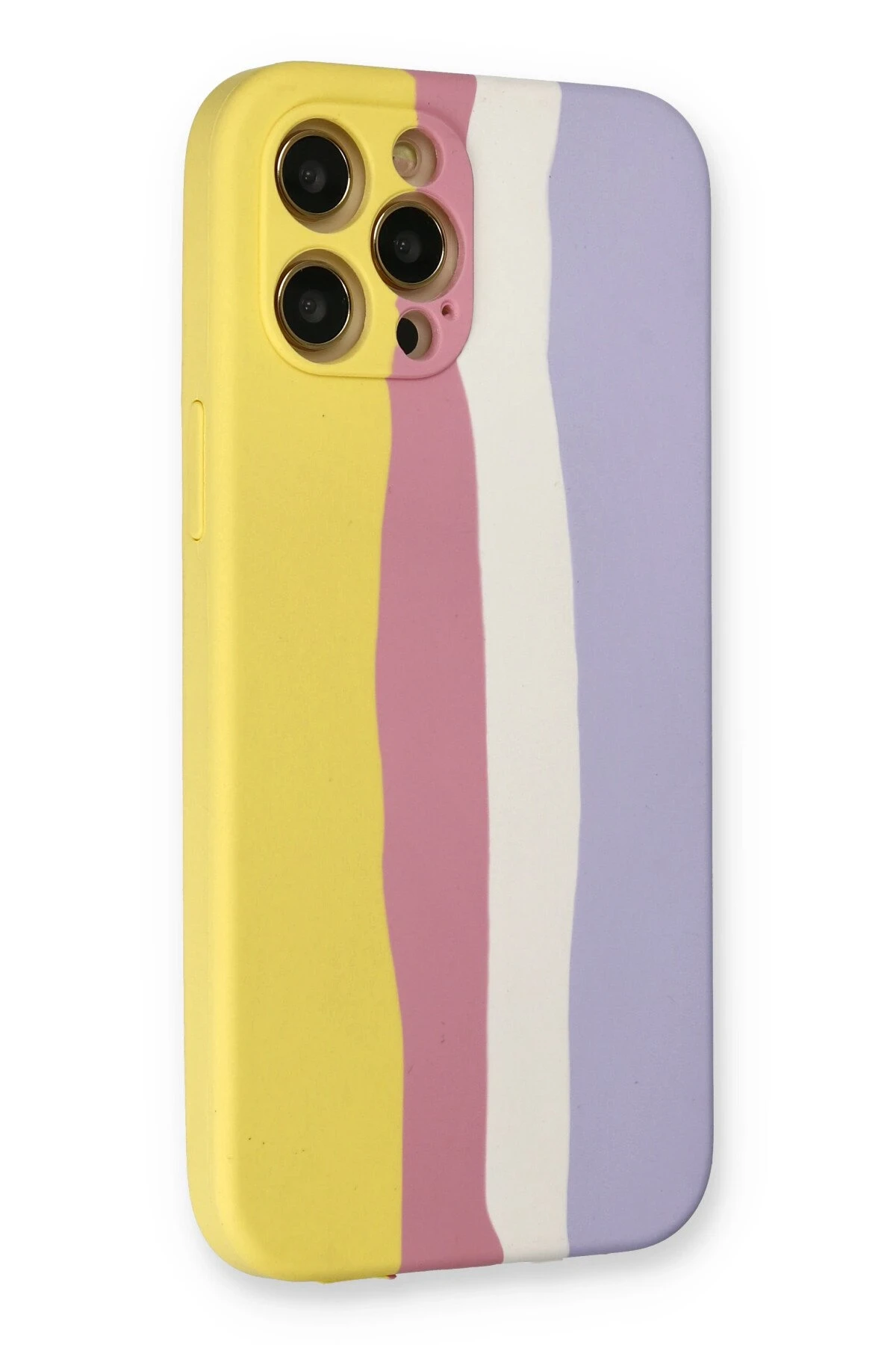 Newface iPhone 12 Pro Max Kılıf Ebruli Lansman Silikon - Sarı-Mavi