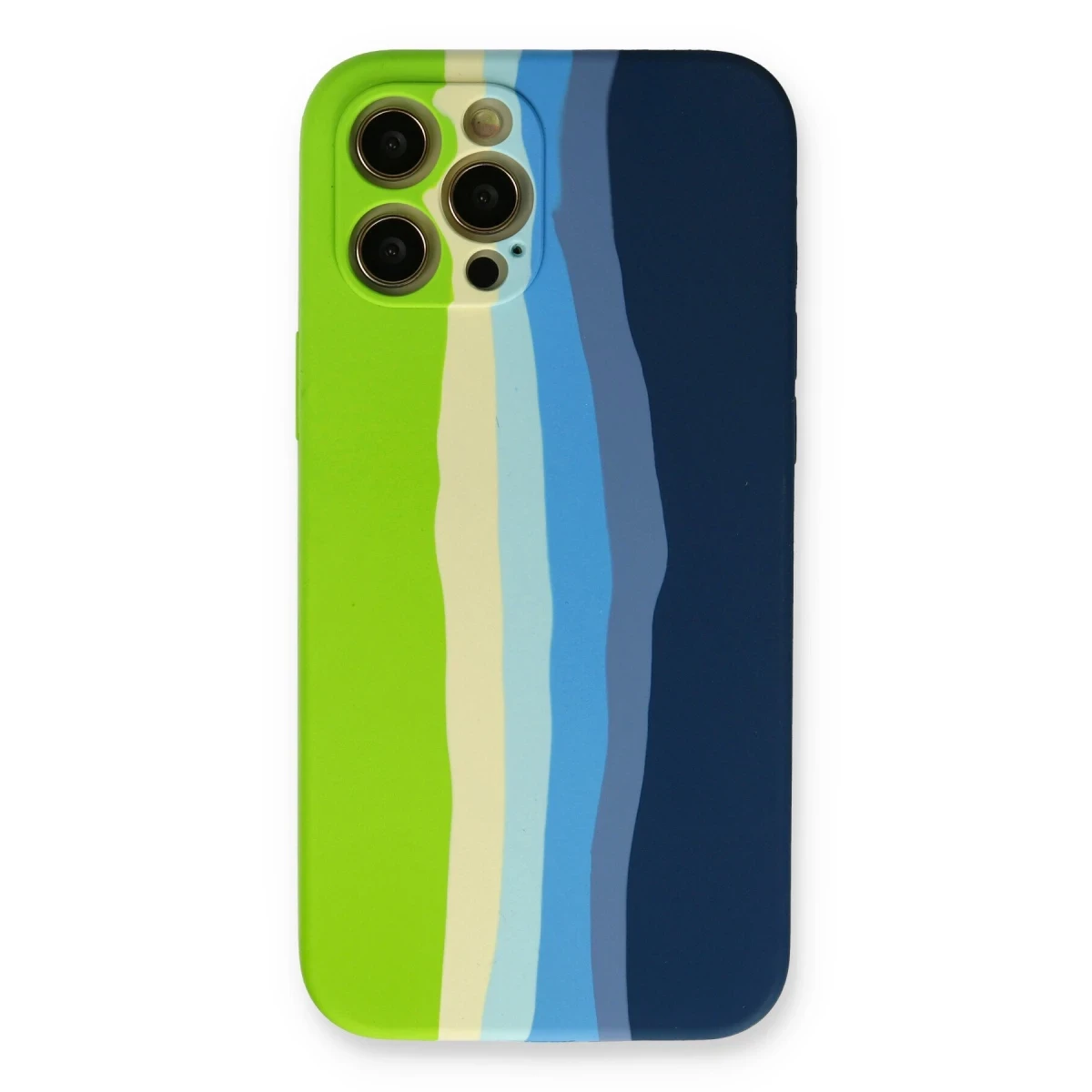Newface Apple iPhone 12 Pro Max Kılıf Ebruli Lansman Silikon - Yeşil-Koyu Yeşil