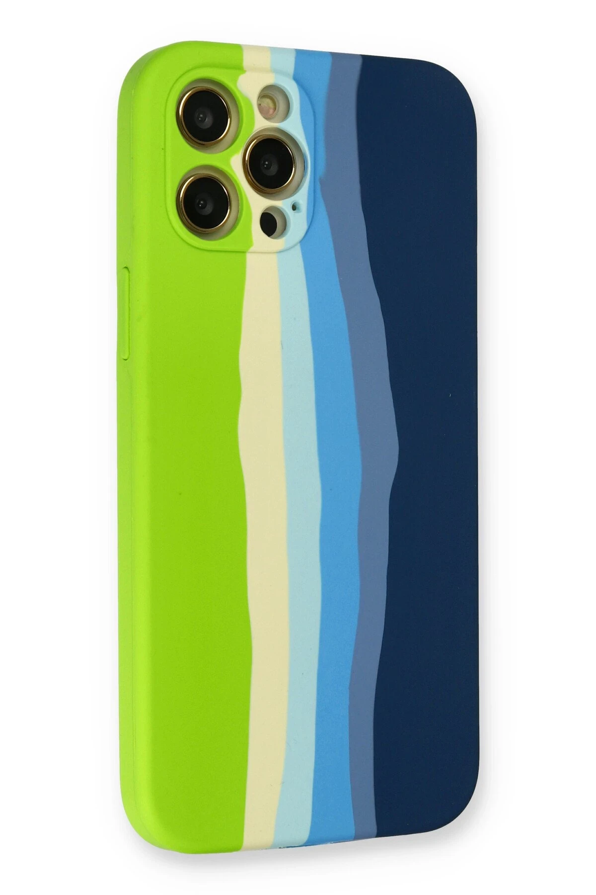 Newface iPhone 12 Pro Max Kılıf Ebruli Lansman Silikon - Yeşil-Koyu Yeşil