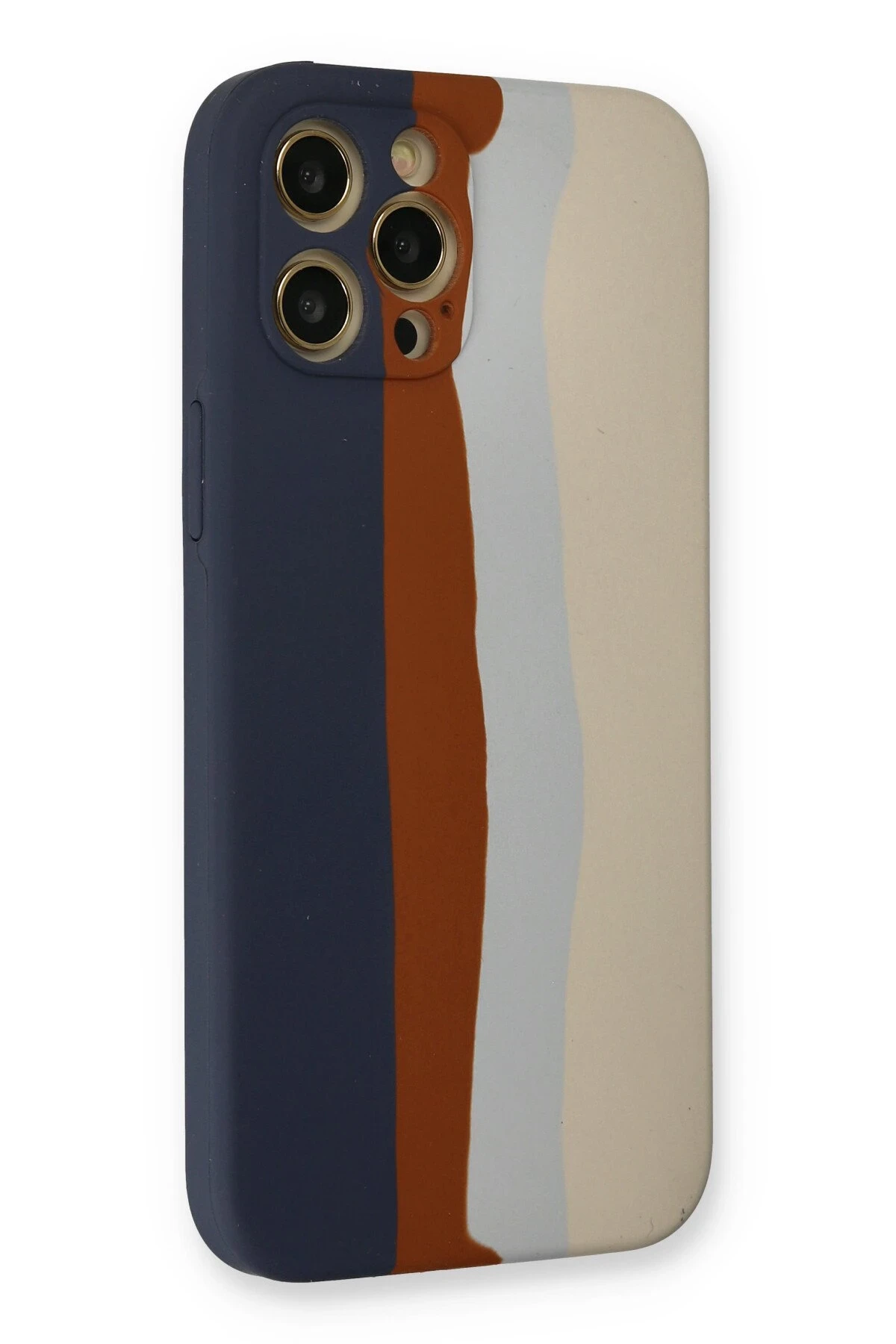 Newface iPhone 12 Pro Max Kılıf Ebruli Lansman Silikon - Lacivert-Krem