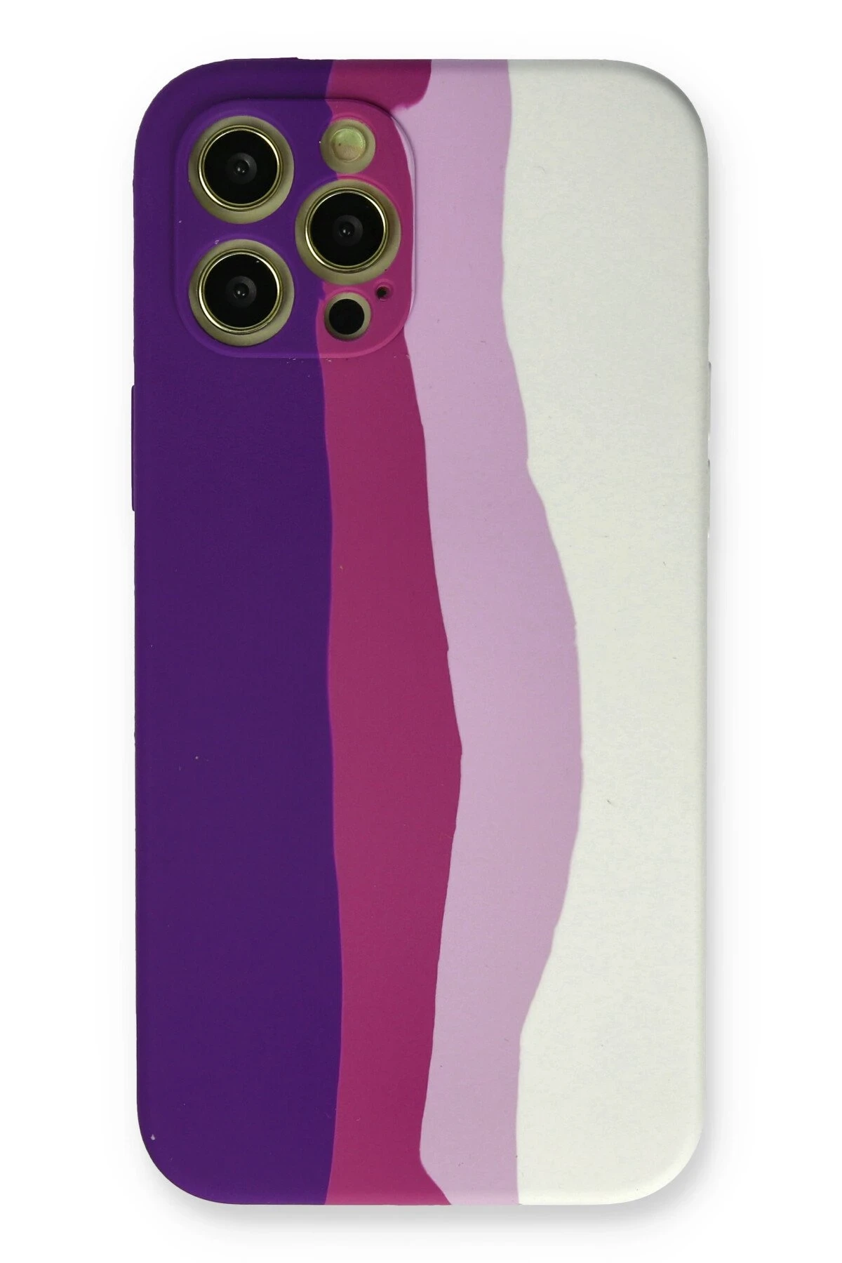 Newface iPhone 12 Pro Max Kılıf Ebruli Lansman Silikon - Mor-Beyaz