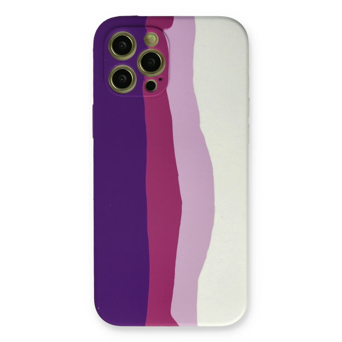 Newface Apple iPhone 12 Pro Max Kılıf Ebruli Lansman Silikon - Mor-Beyaz