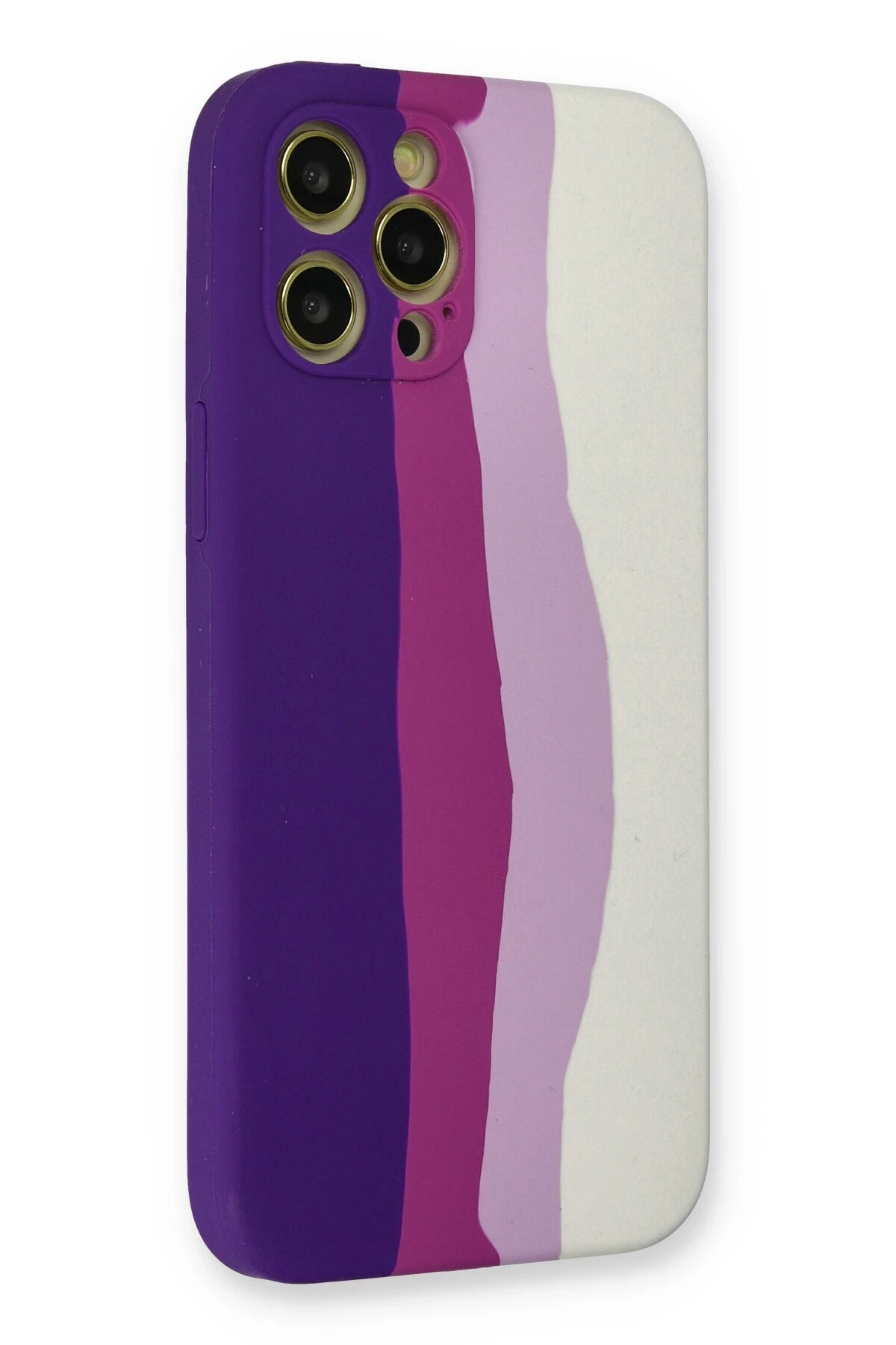 Newface iPhone 12 Pro Max Kılıf Ebruli Lansman Silikon - Mor-Beyaz