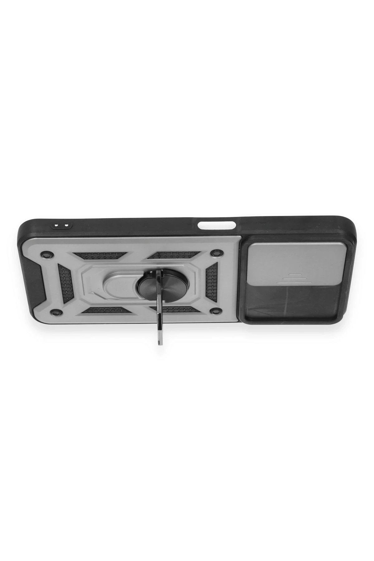 Newface Realme C35 Kılıf Pars Lens Yüzüklü Silikon - Gümüş