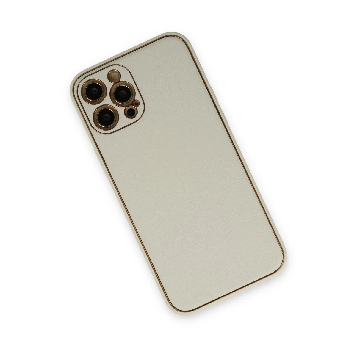 Newface Apple iPhone 12 Pro Kılıf Coco Deri Silikon Kapak - Beyaz