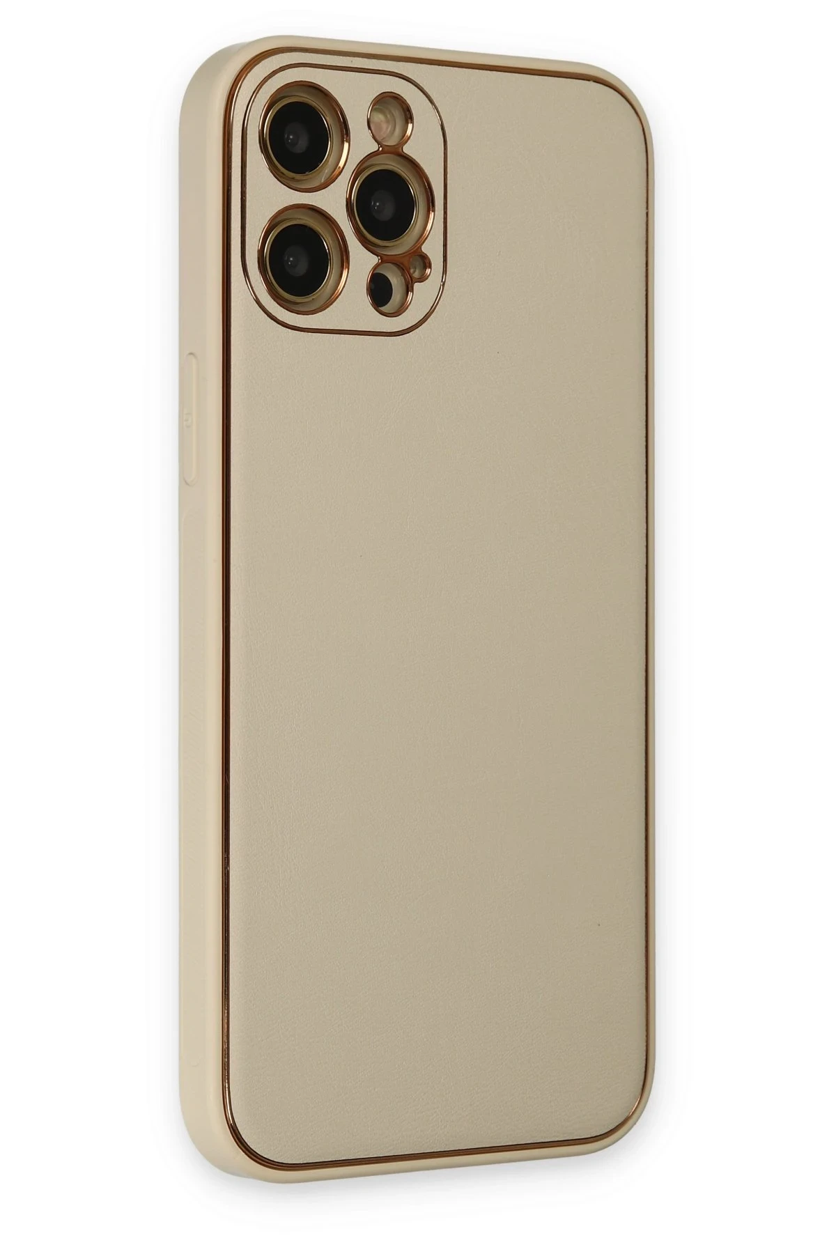 Newface iPhone 12 Pro Kılıf Coco Deri Silikon Kapak - Gold