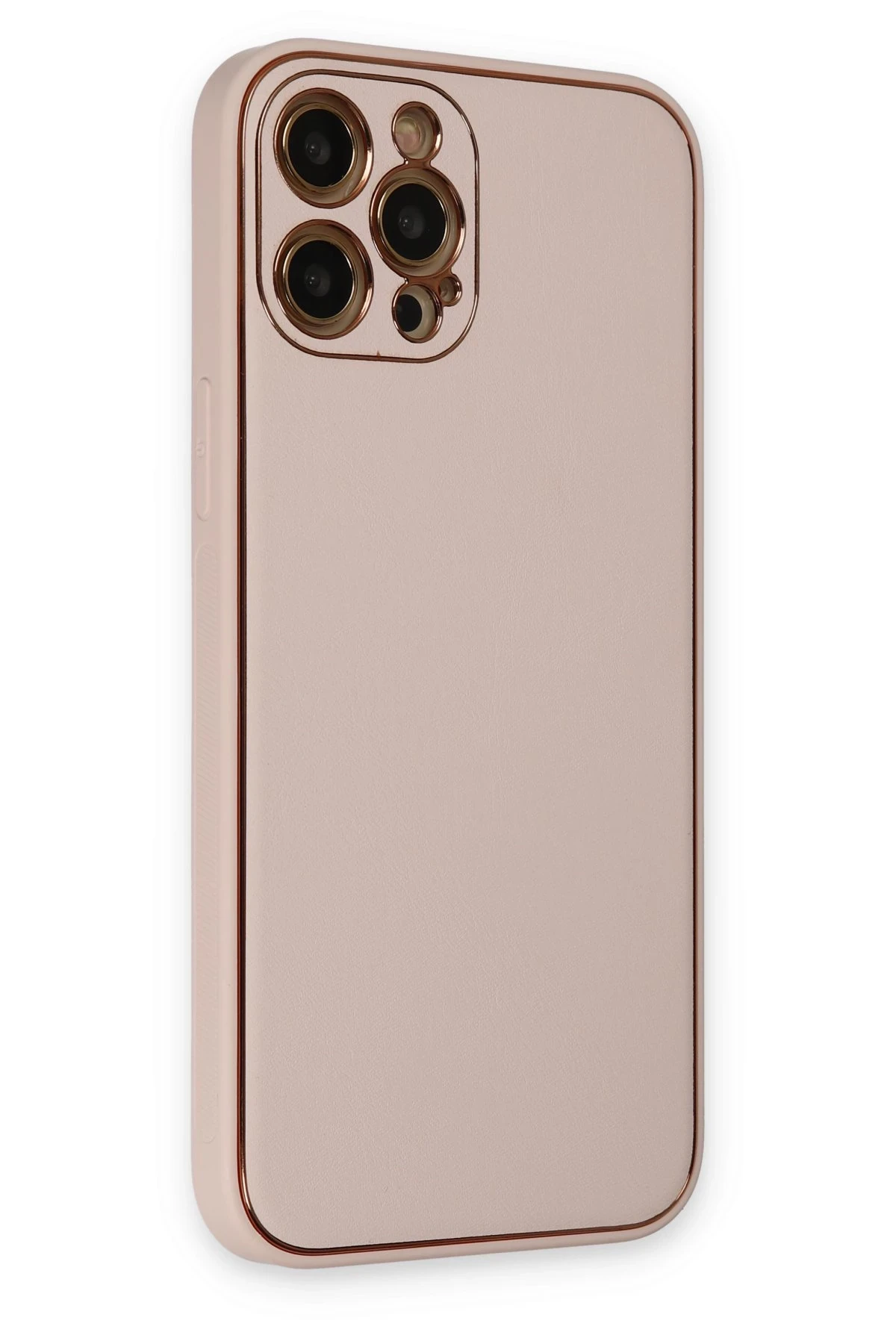 Newface iPhone 12 Pro Kılıf Coco Deri Silikon Kapak - Pudra