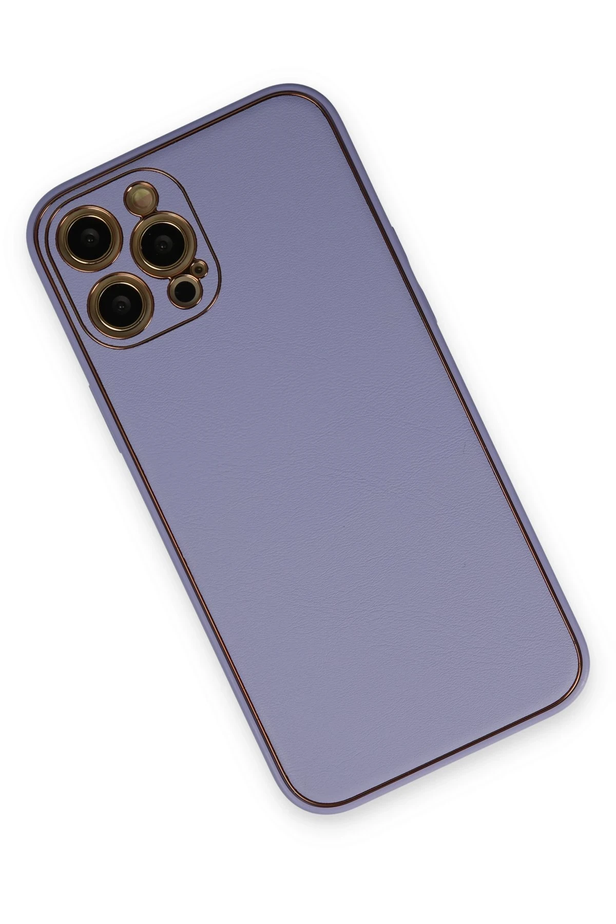 Newface iPhone 12 Pro Kılıf Coco Deri Silikon Kapak - Açık Lila