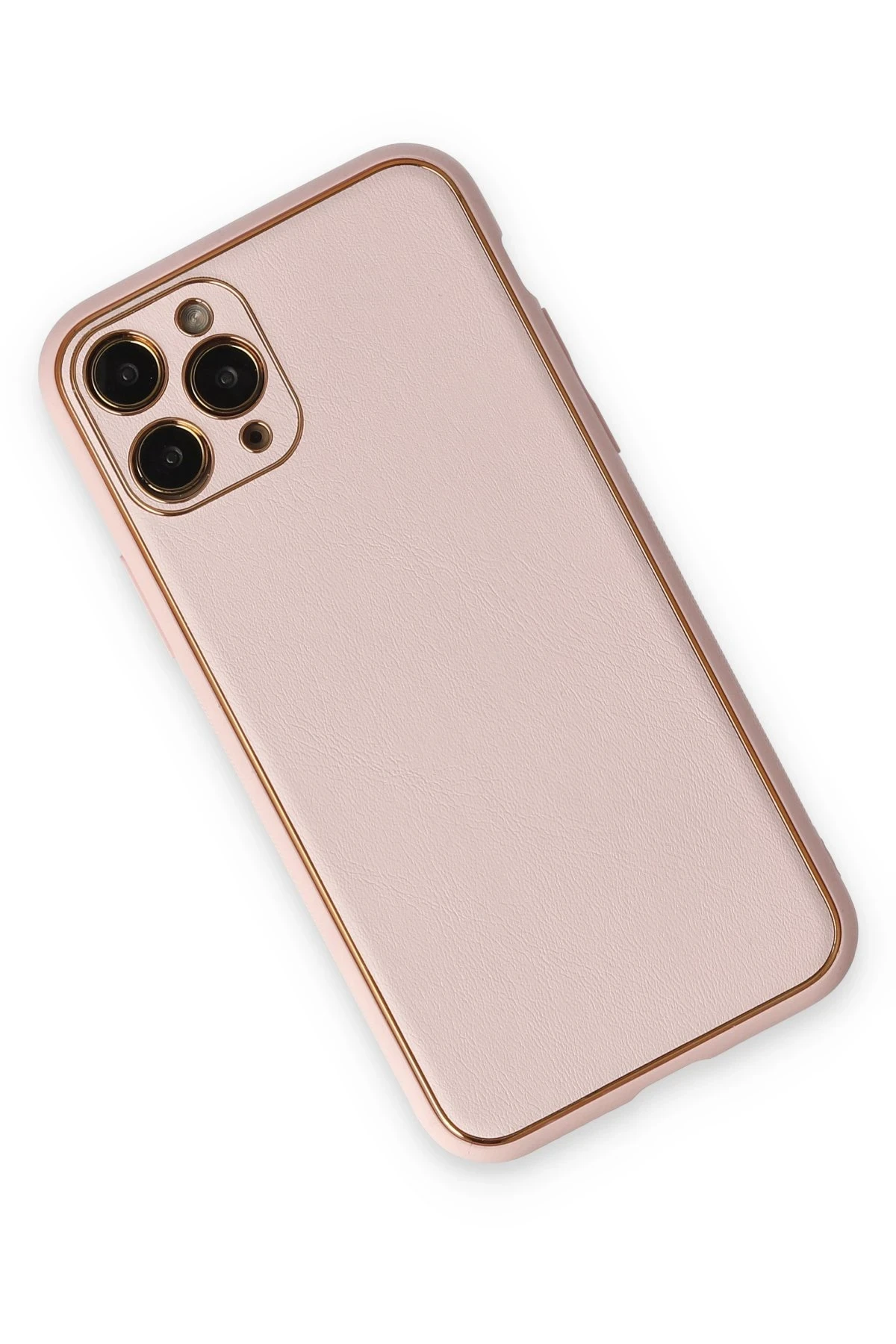 Newface iPhone 11 Pro Kılıf Coco Deri Silikon Kapak - Pudra