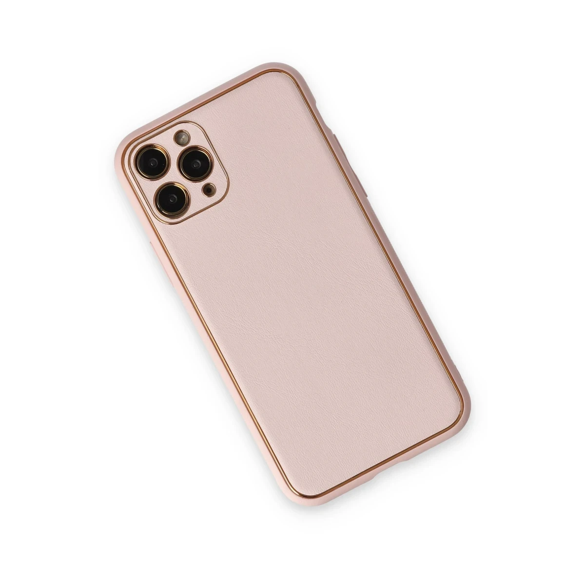 Newface Apple iPhone 11 Pro Kılıf Coco Deri Silikon Kapak - Pudra
