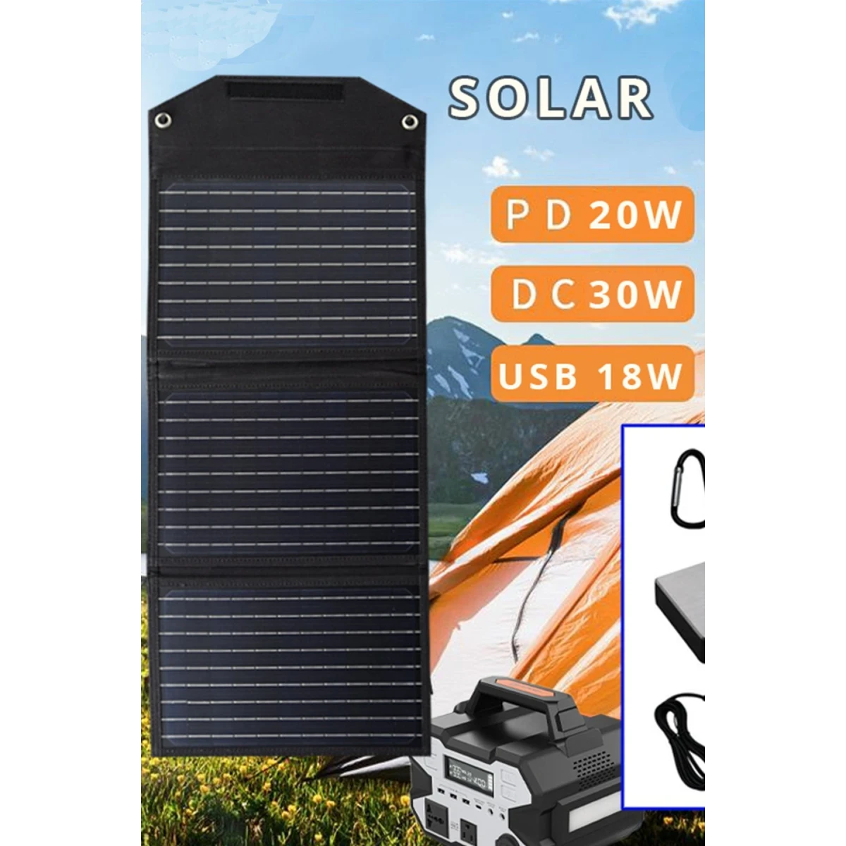 Konfulon SH-03 30W Hızlı Şarj Taşınabilir Güneş Enerji Paneli Şarj İstasyonu - Siyah — görsel 4