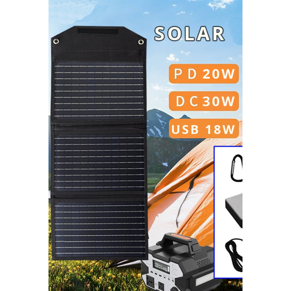 Konfulon SH-03 30W Hızlı Şarj Taşınabilir Güneş Enerji Paneli Şarj İstasyonu - Siyah — görsel 7