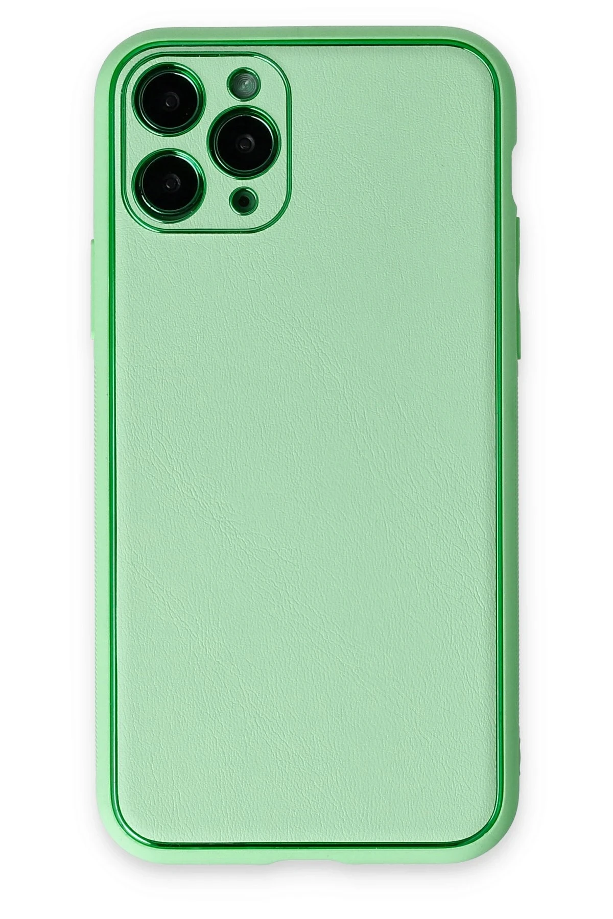 Newface iPhone 11 Pro Kılıf Coco Deri Silikon Kapak - Açık Yeşil