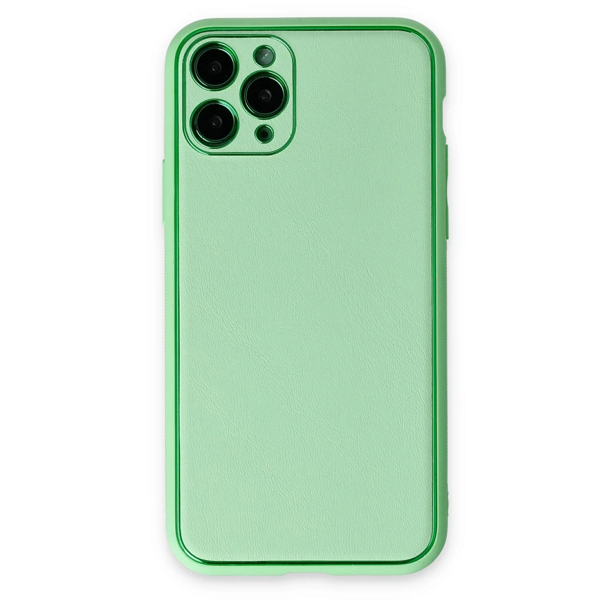 Newface Apple iPhone 11 Pro Kılıf Coco Deri Silikon Kapak - Açık Yeşil
