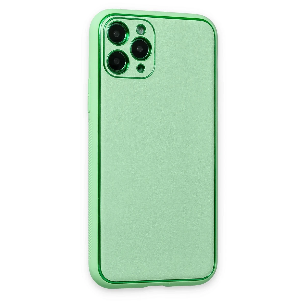 Newface Apple iPhone 11 Pro Kılıf Coco Deri Silikon Kapak - Açık Yeşil