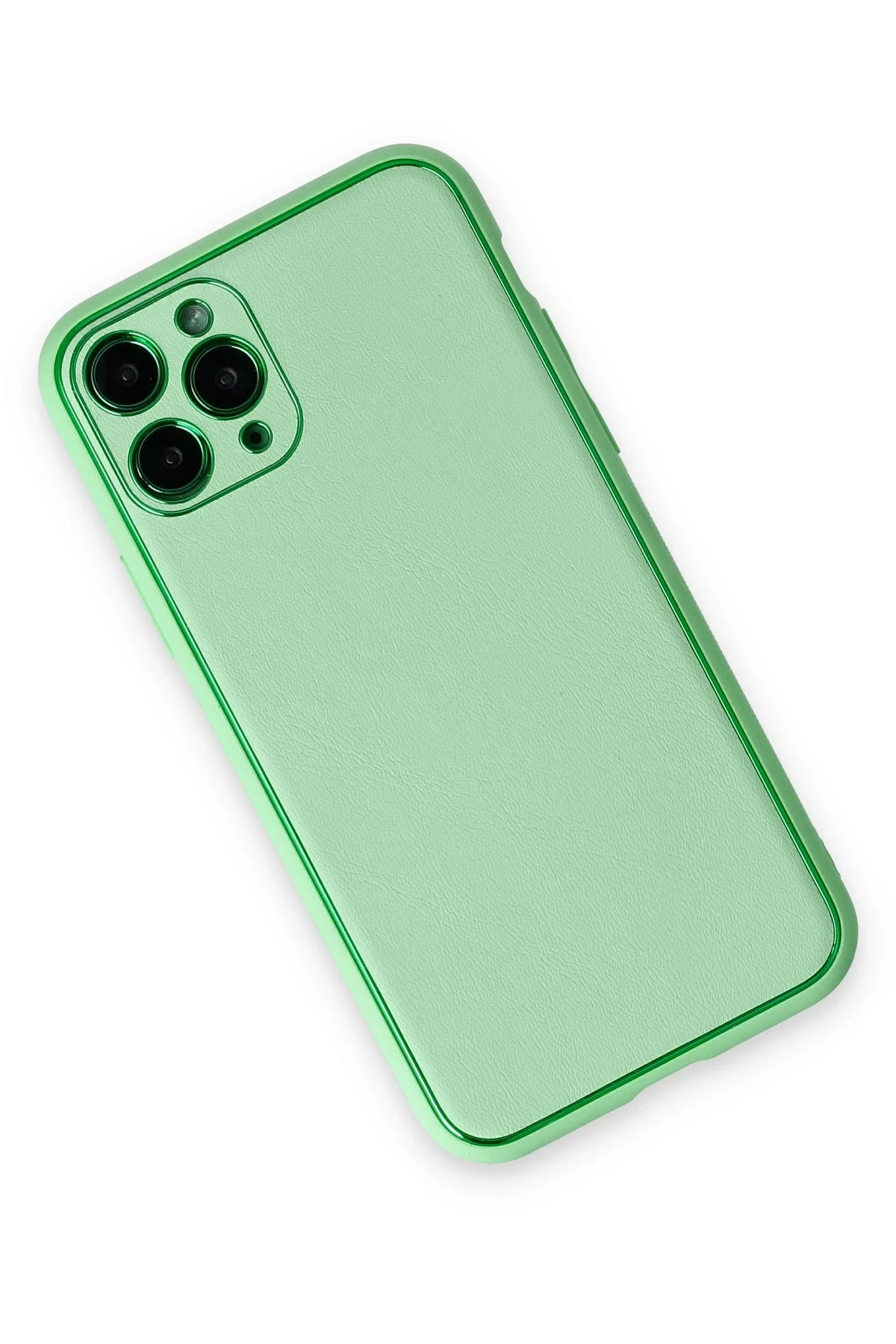 Newface iPhone 11 Pro Kılıf Coco Deri Silikon Kapak - Açık Yeşil