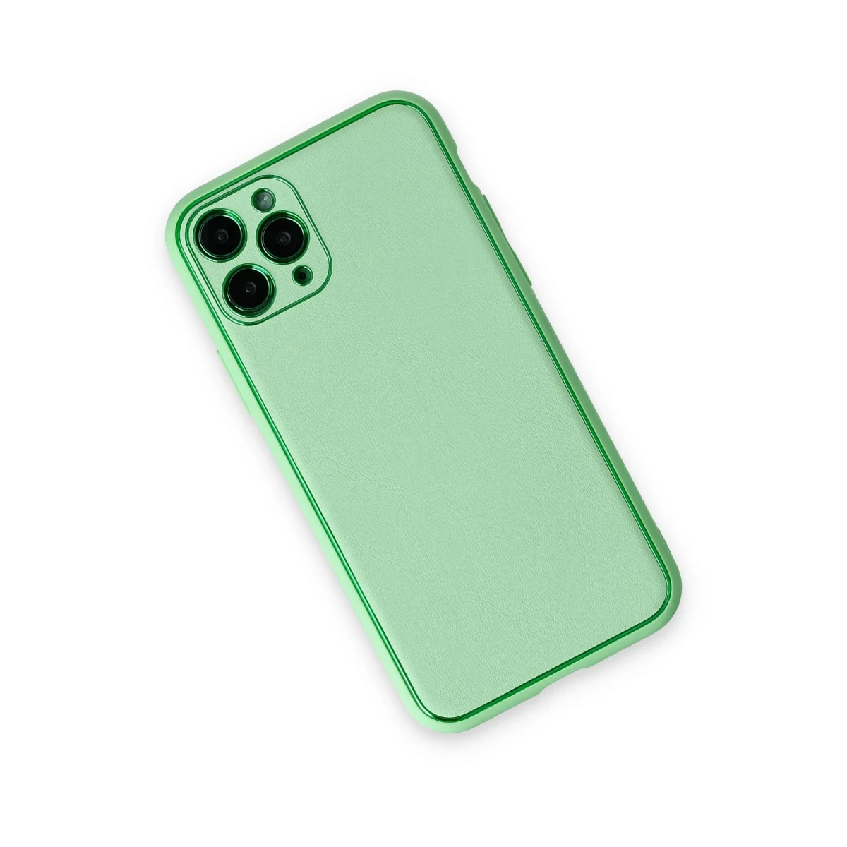 Newface Apple iPhone 11 Pro Kılıf Coco Deri Silikon Kapak - Açık Yeşil
