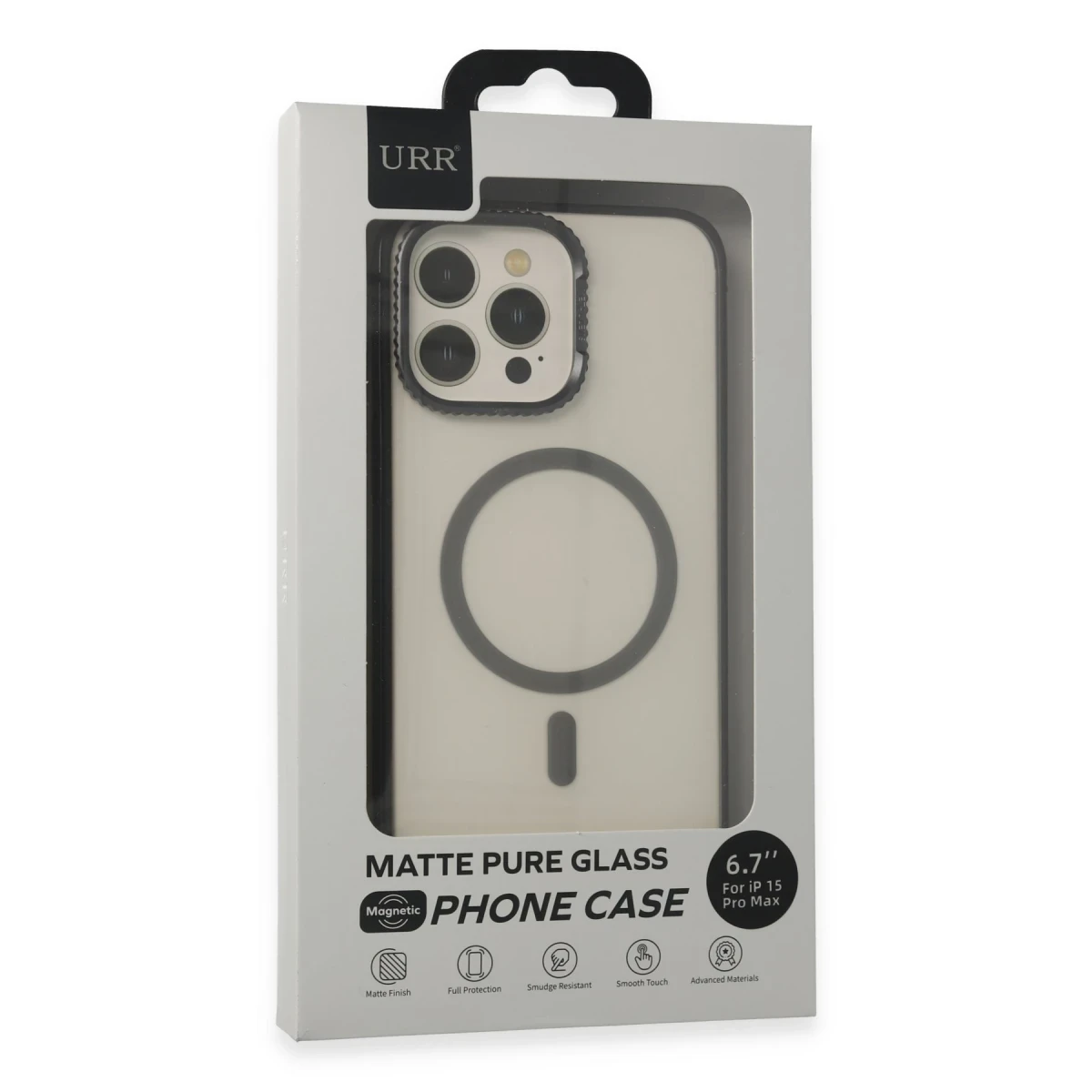 URR Apple iPhone 15 Pro PVDSS Lens Titanium Edge Magsafe Kapak - Siyah