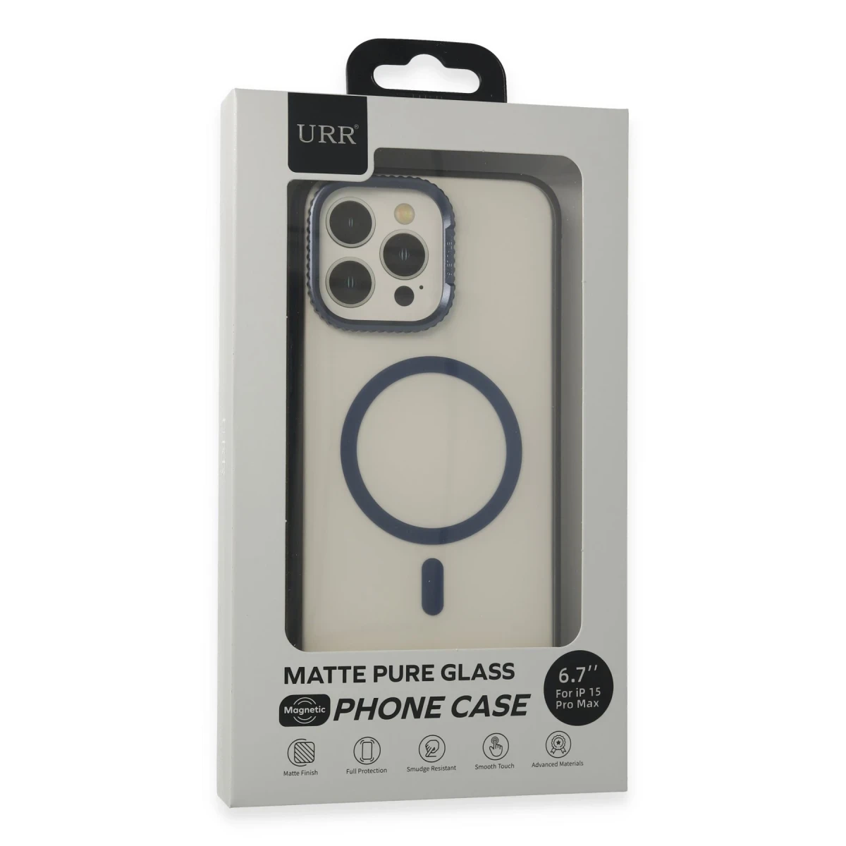 URR Apple iPhone 15 Pro PVDSS Lens Titanium Edge Magsafe Kapak - Lacivert