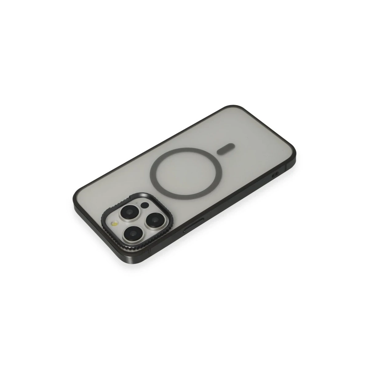 URR Apple iPhone 15 Pro Max PVDSS Lens Titanium Edge Magsafe Kapak - Siyah