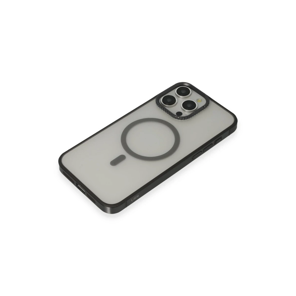 URR Apple iPhone 15 Pro Max PVDSS Lens Titanium Edge Magsafe Kapak - Siyah