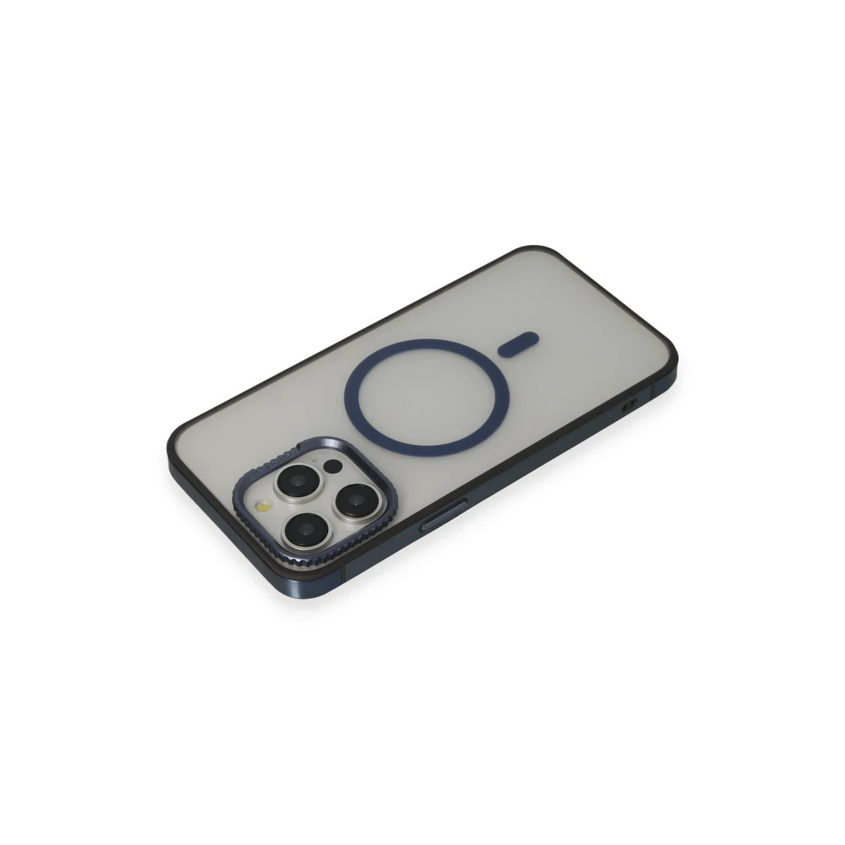 URR Apple iPhone 15 Pro Max PVDSS Lens Titanium Edge Magsafe Kapak - Lacivert
