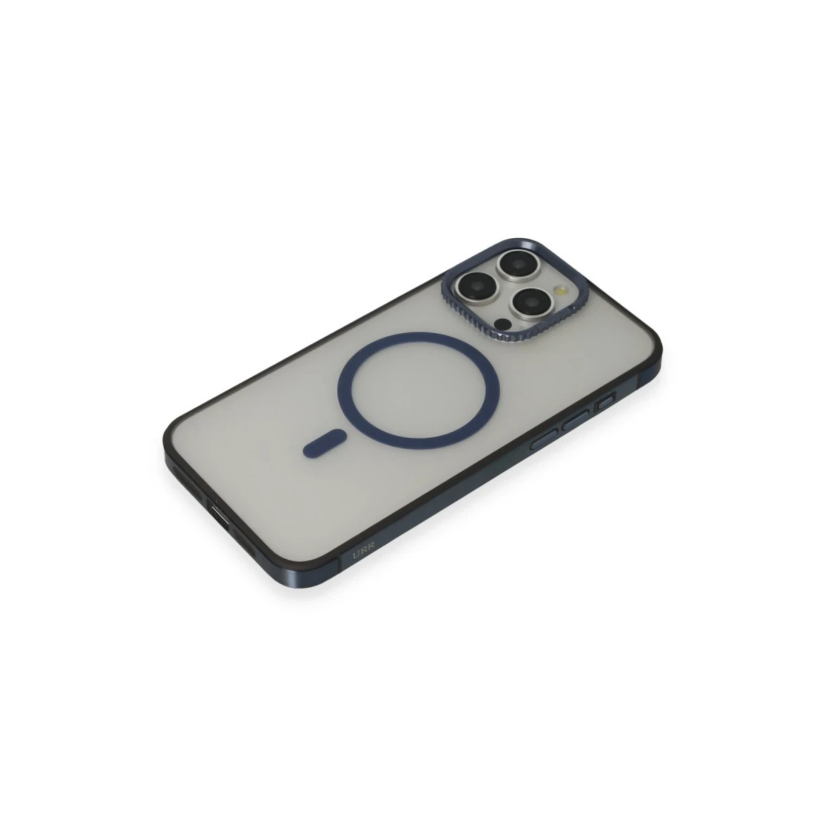 URR Apple iPhone 15 Pro Max PVDSS Lens Titanium Edge Magsafe Kapak - Lacivert