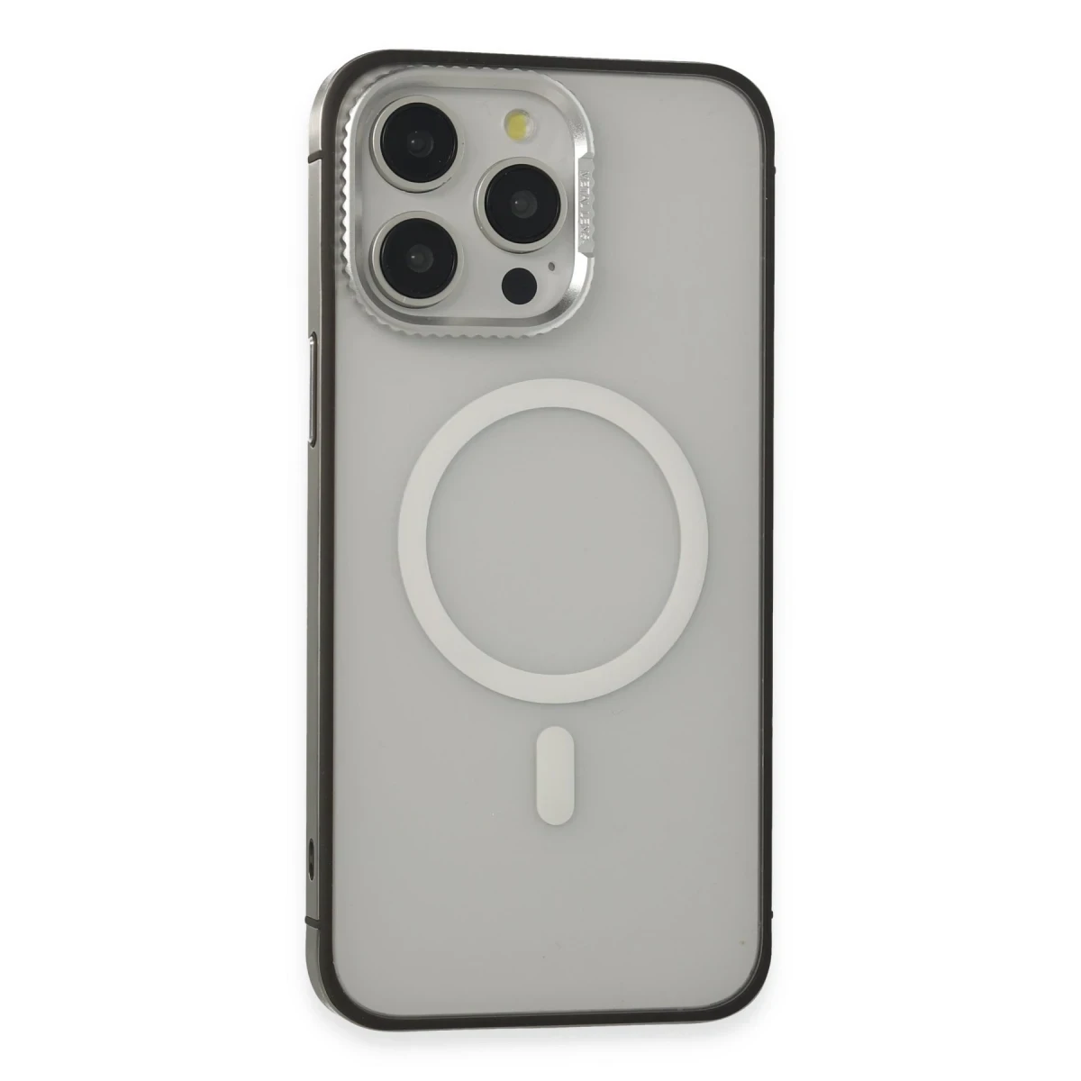 URR Apple iPhone 15 Pro Max PVDSS Lens Titanium Edge Magsafe Kapak - Titan Gri