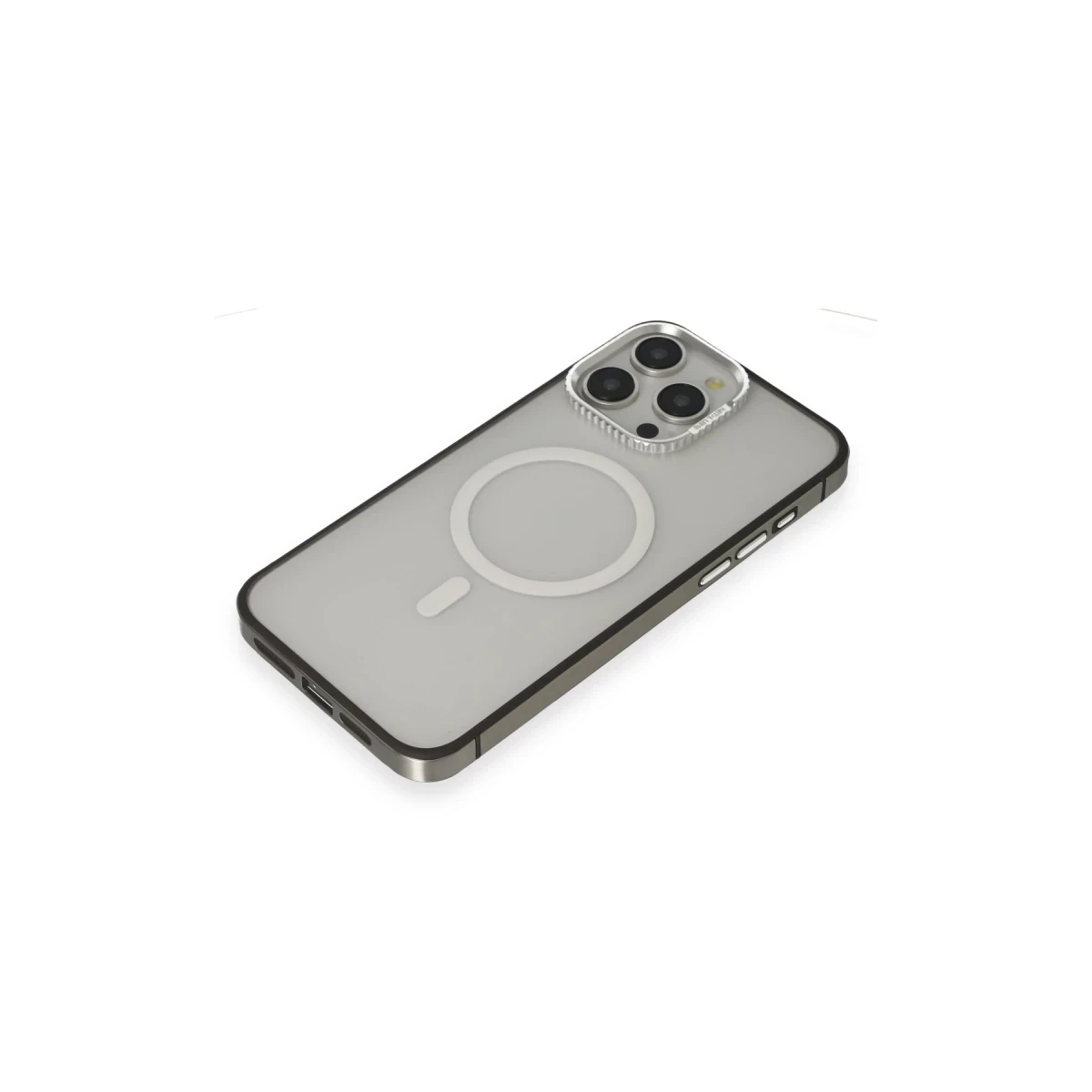 URR Apple iPhone 15 Pro Max PVDSS Lens Titanium Edge Magsafe Kapak - Titan Gri