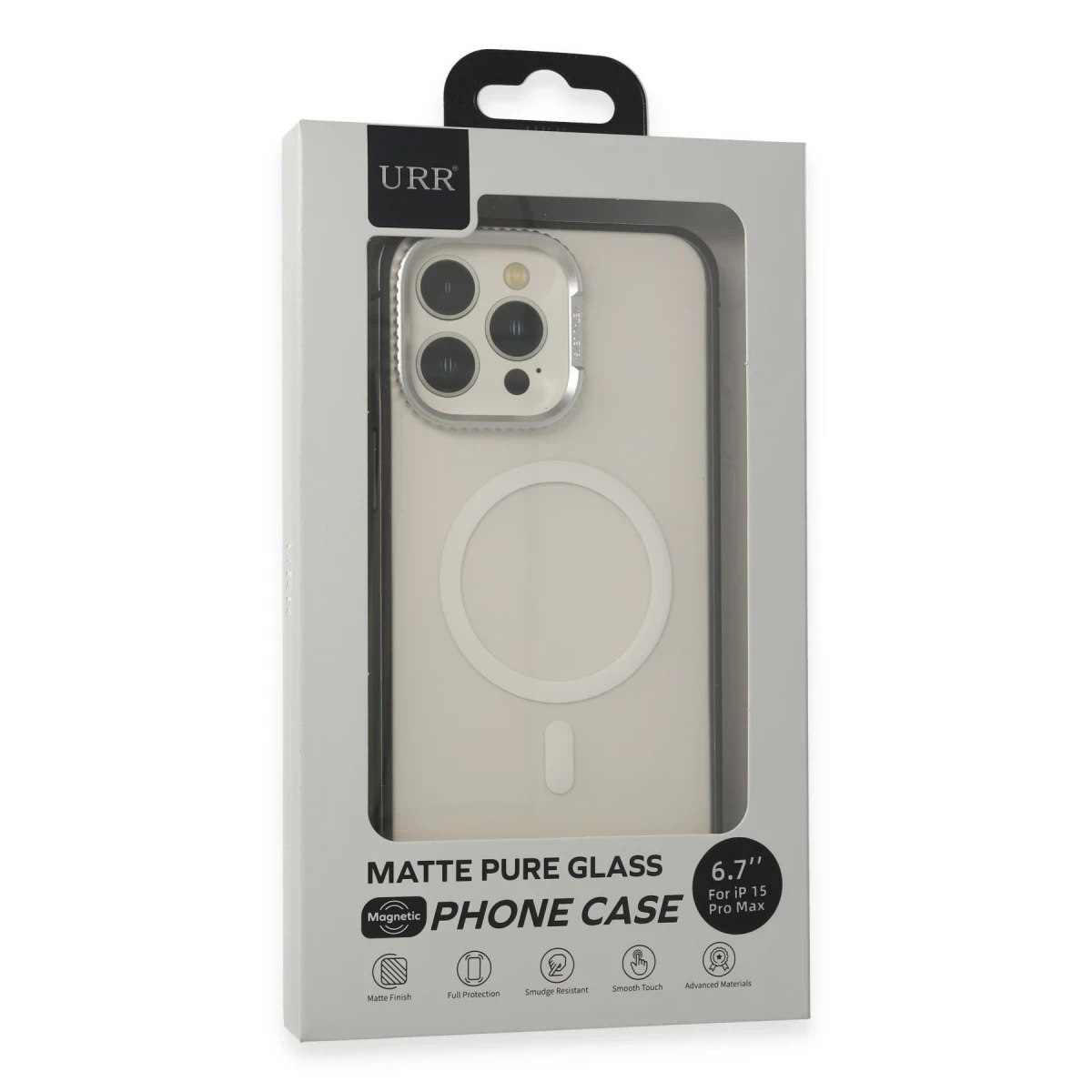 URR Apple iPhone 15 Pro Max PVDSS Lens Titanium Edge Magsafe Kapak - Titan Gri