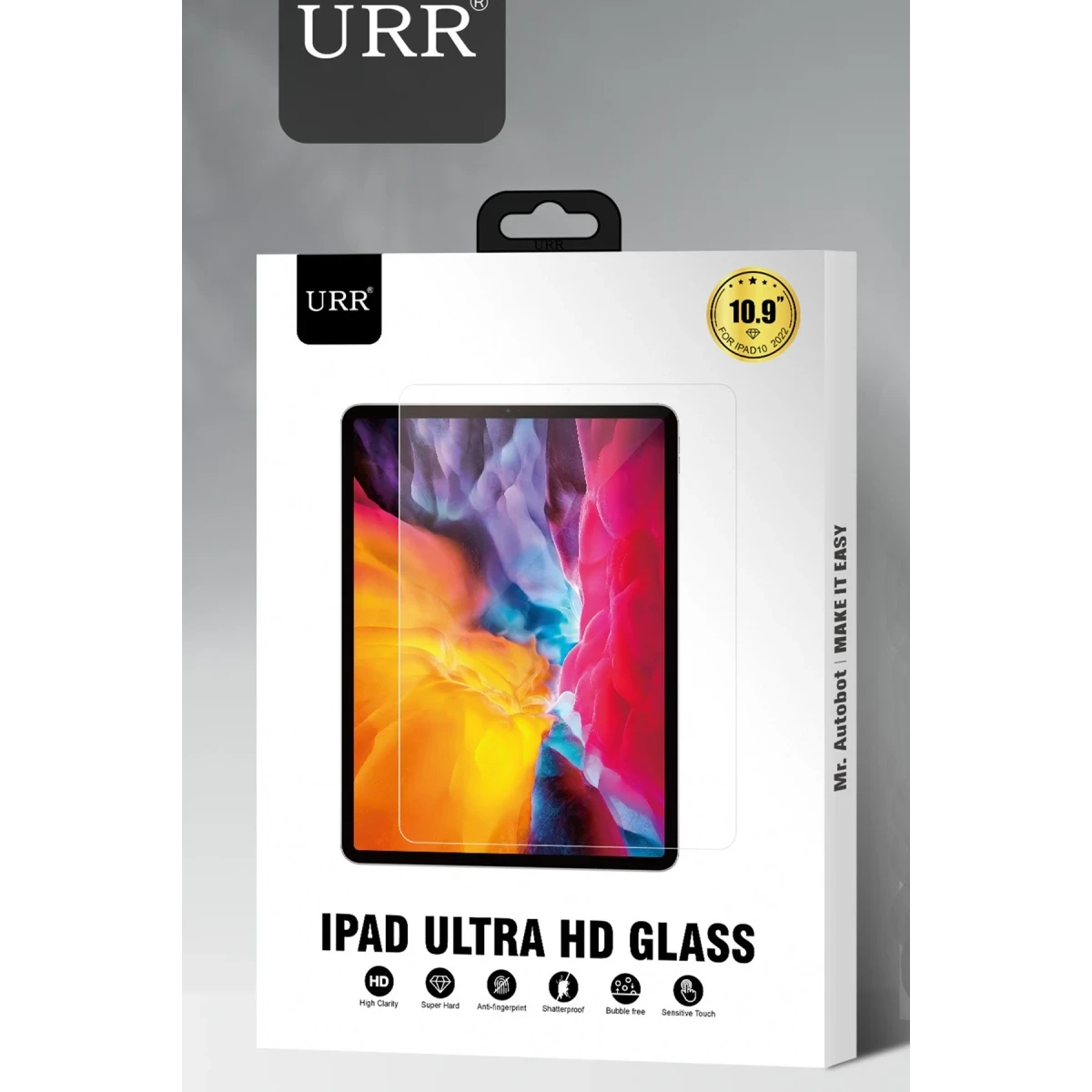 URR Apple iPad 2025 10.9 10.nesil (A16) Ultra HD Tablet Cam Ekran Koruyucu - Siyah