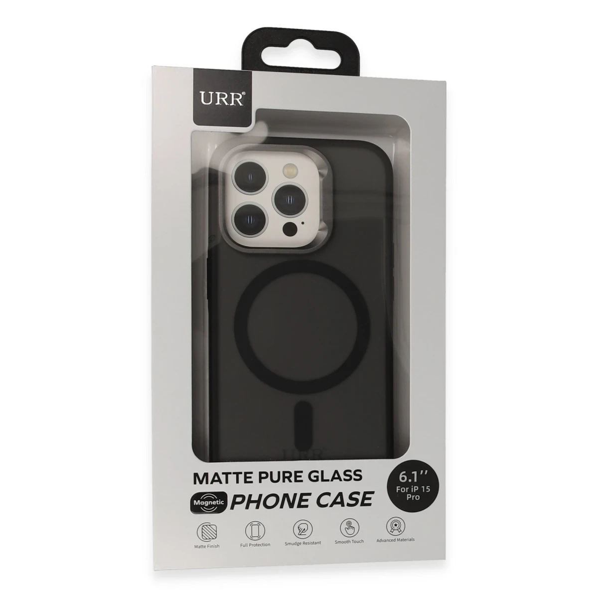 URR Apple iPhone 15 Pro Metal Frame Matte Magsafe Kapak - Siyah