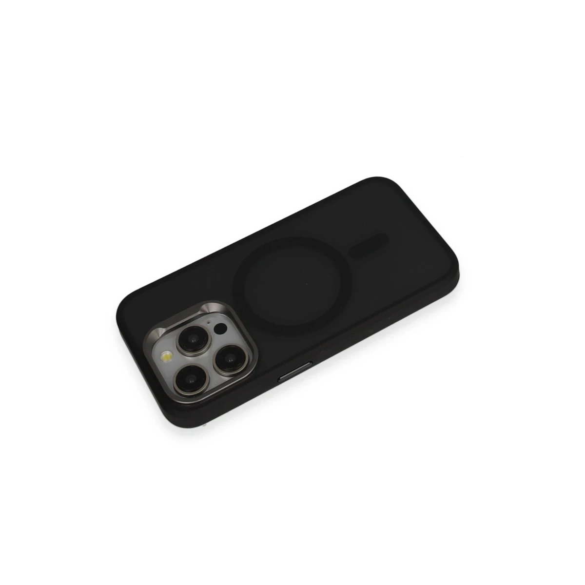 URR Apple iPhone 15 Pro Max Metal Frame Matte Magsafe Kapak - Siyah