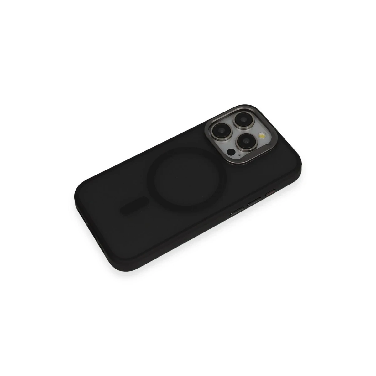 URR Apple iPhone 15 Pro Max Metal Frame Matte Magsafe Kapak - Siyah