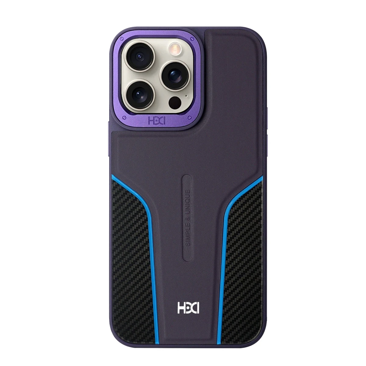 HDD Apple iPhone 15 Pro HBC-264 Lambor Karbon Fiber Sport Kapak - Derin Mor