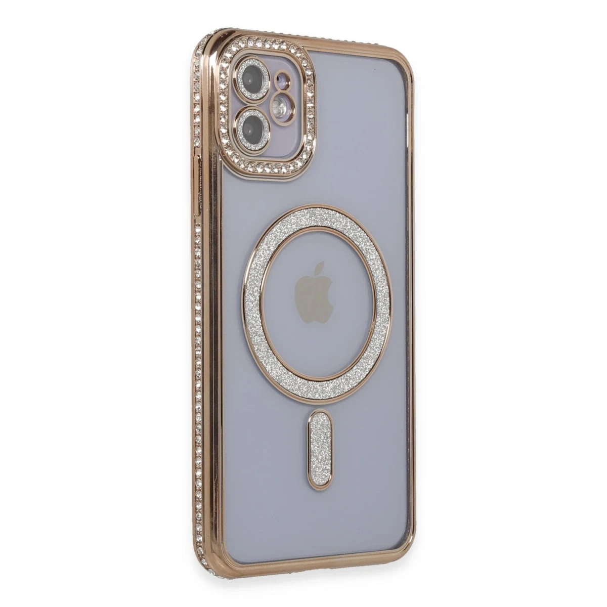Newface Apple iPhone 11 Kılıf Joke Simli Magneticsafe Kılıf - Gold