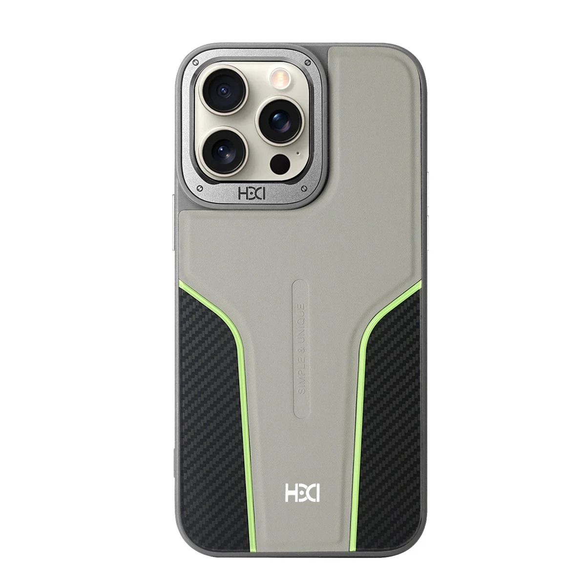 HDD Apple iPhone 15 Pro Max HBC-264 Lambor Karbon Fiber Sport Kapak - Natural Grey
