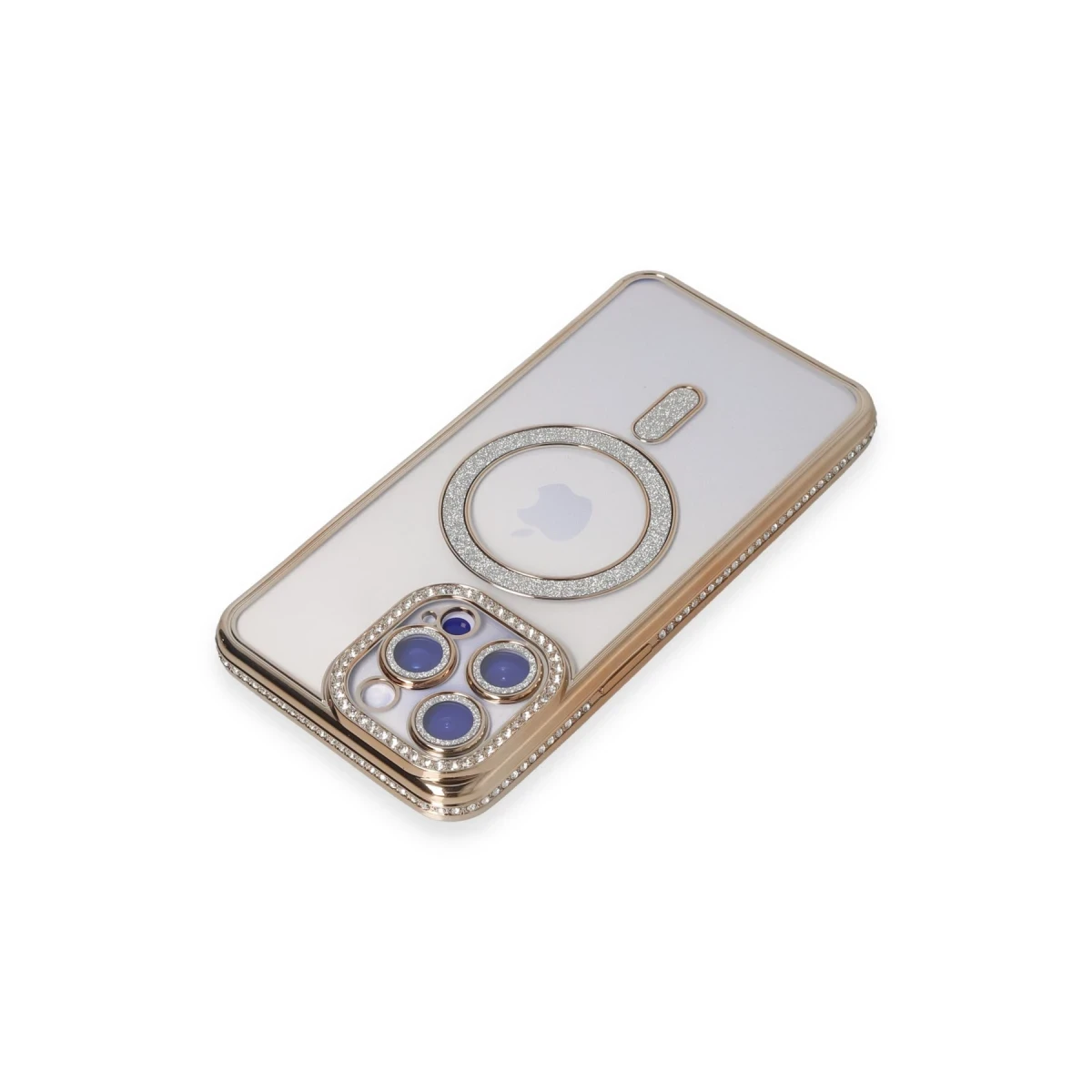 Apple iPhone 14 Pro Kılıf Joke Simli Magneticsafe Kılıf - Gold