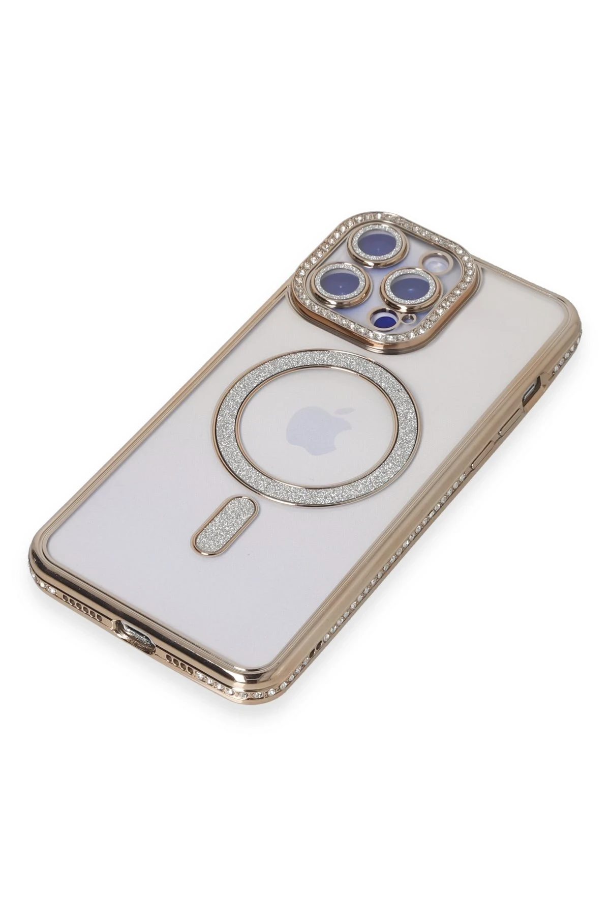 Newface iPhone 14 Pro Kılıf Joke Simli Magneticsafe Kılıf - Gold