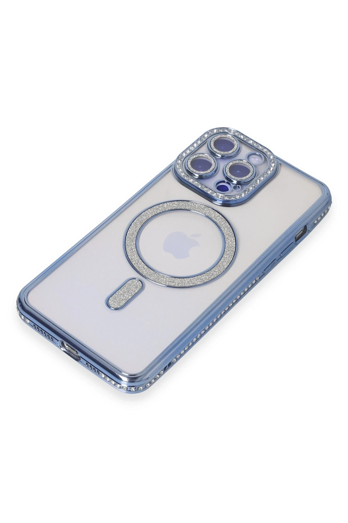 Newface iPhone 14 Pro Kılıf Joke Simli Magneticsafe Kılıf - Mavi