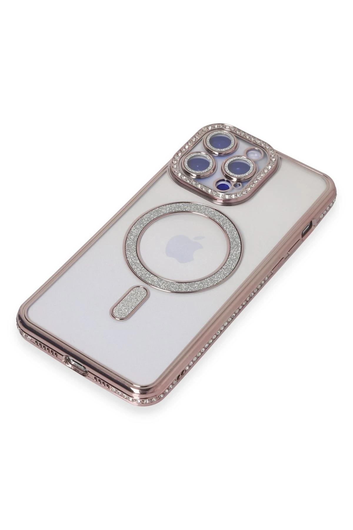 Newface iPhone 14 Pro Kılıf Joke Simli Magneticsafe Kılıf - Pembe