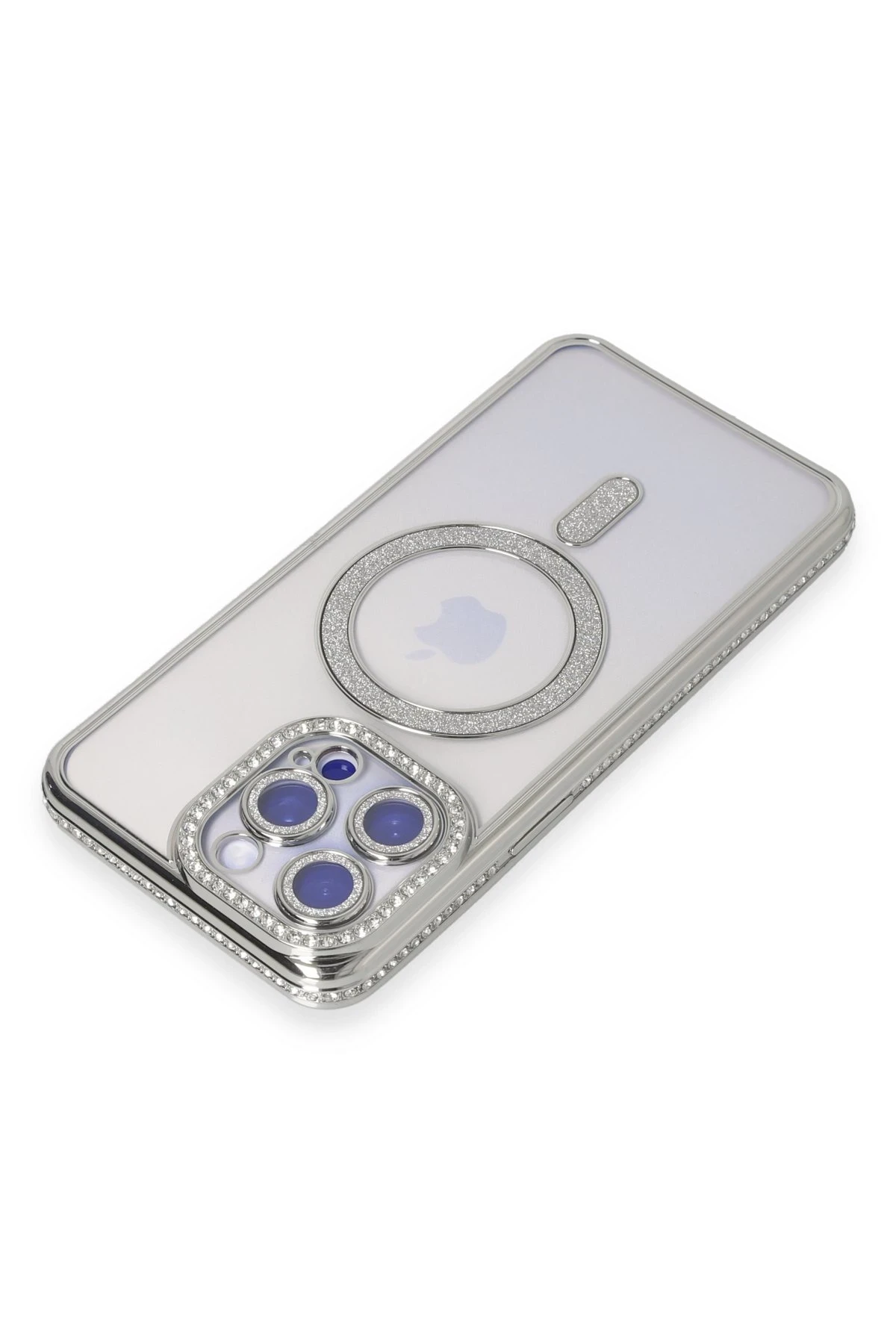 Newface iPhone 14 Pro Kılıf Joke Simli Magneticsafe Kılıf - Gümüş
