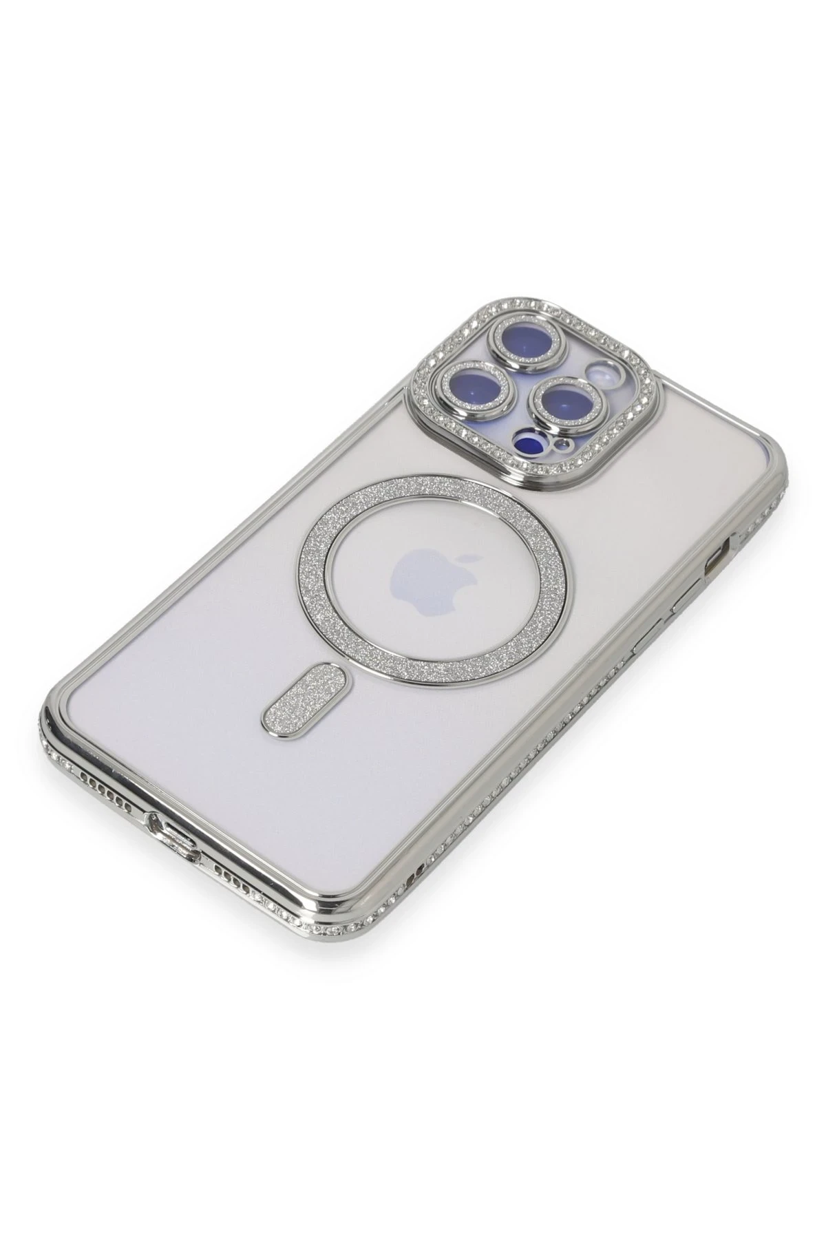Newface iPhone 14 Pro Kılıf Joke Simli Magneticsafe Kılıf - Gümüş