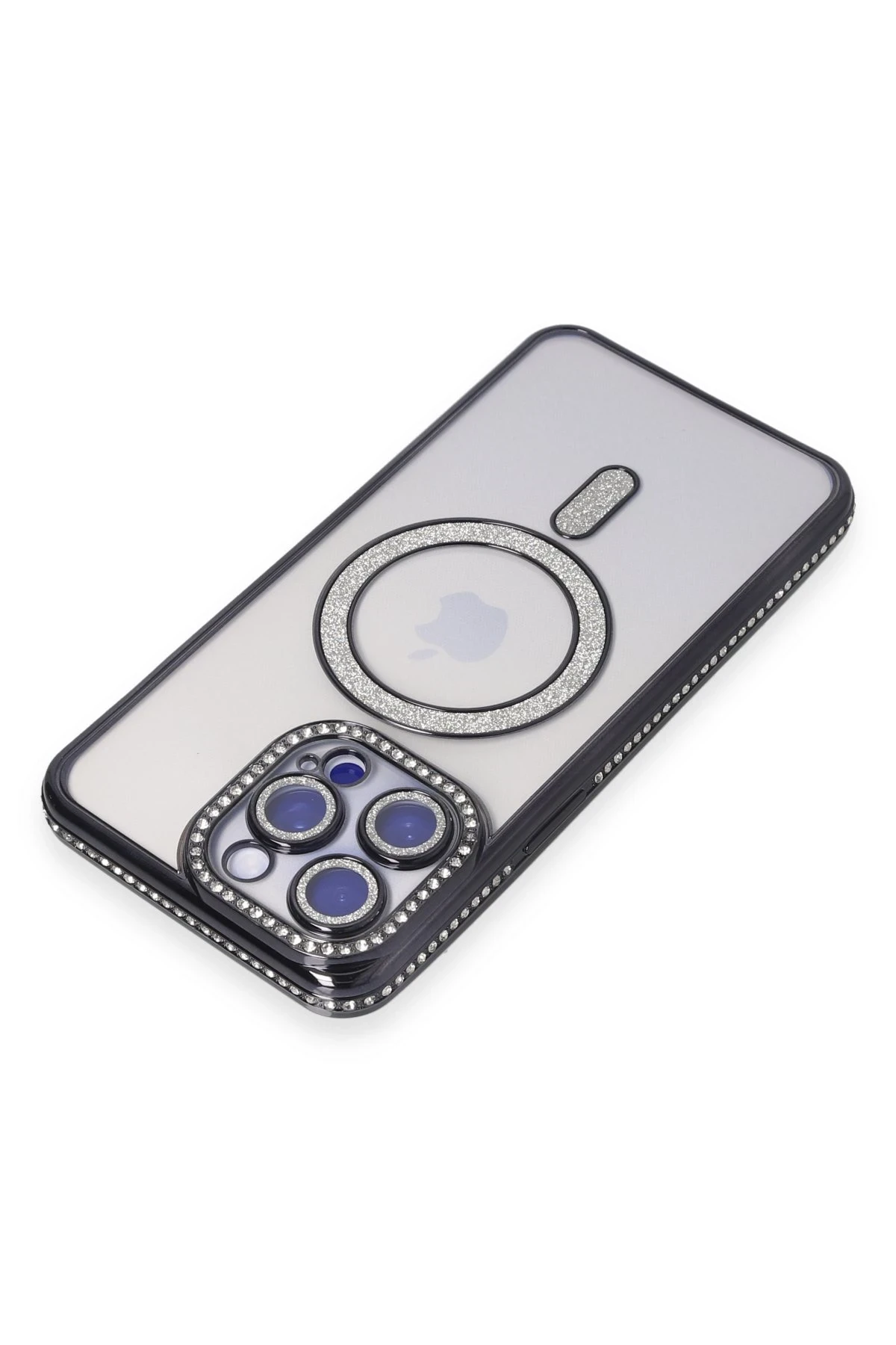 Newface iPhone 14 Pro Max Kılıf Joke Simli Magneticsafe Kılıf - Siyah