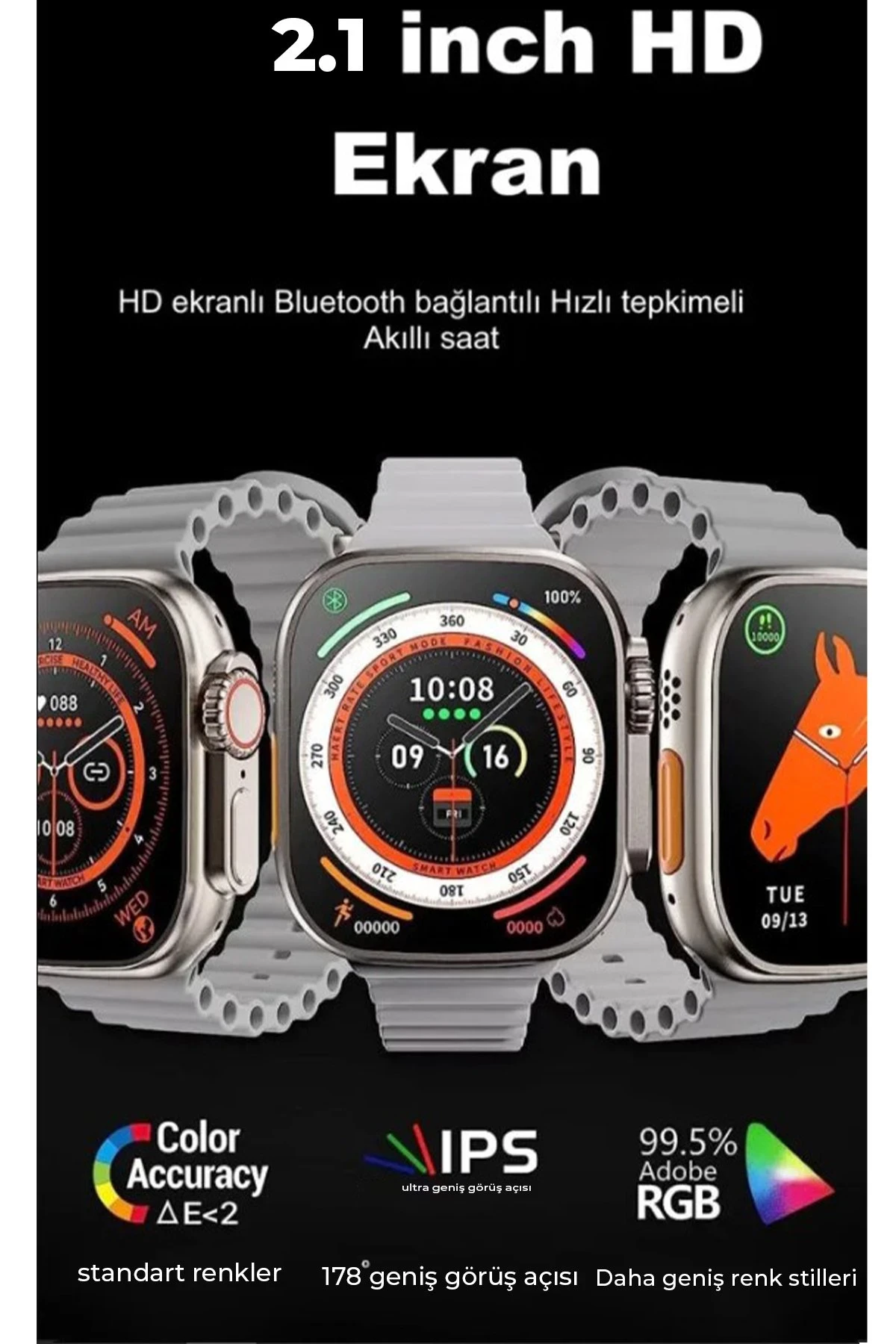 Joko Ultra 8 2.1 inç IPS Ekran Konuşma ve NFC Özellikli Akıllı Saat - Siyah — görsel 2