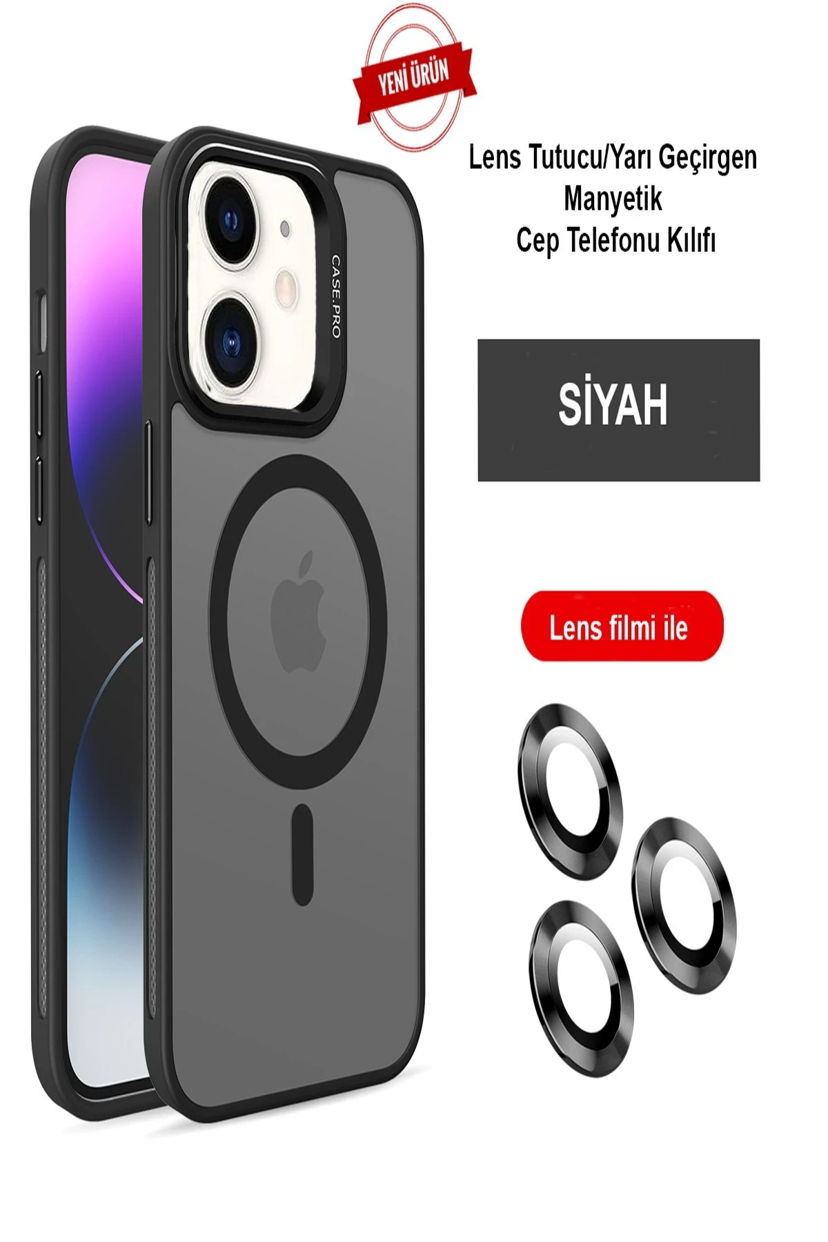 Joko Apple iPhone 12 Flet Lens Magsafe Kapak - Siyah