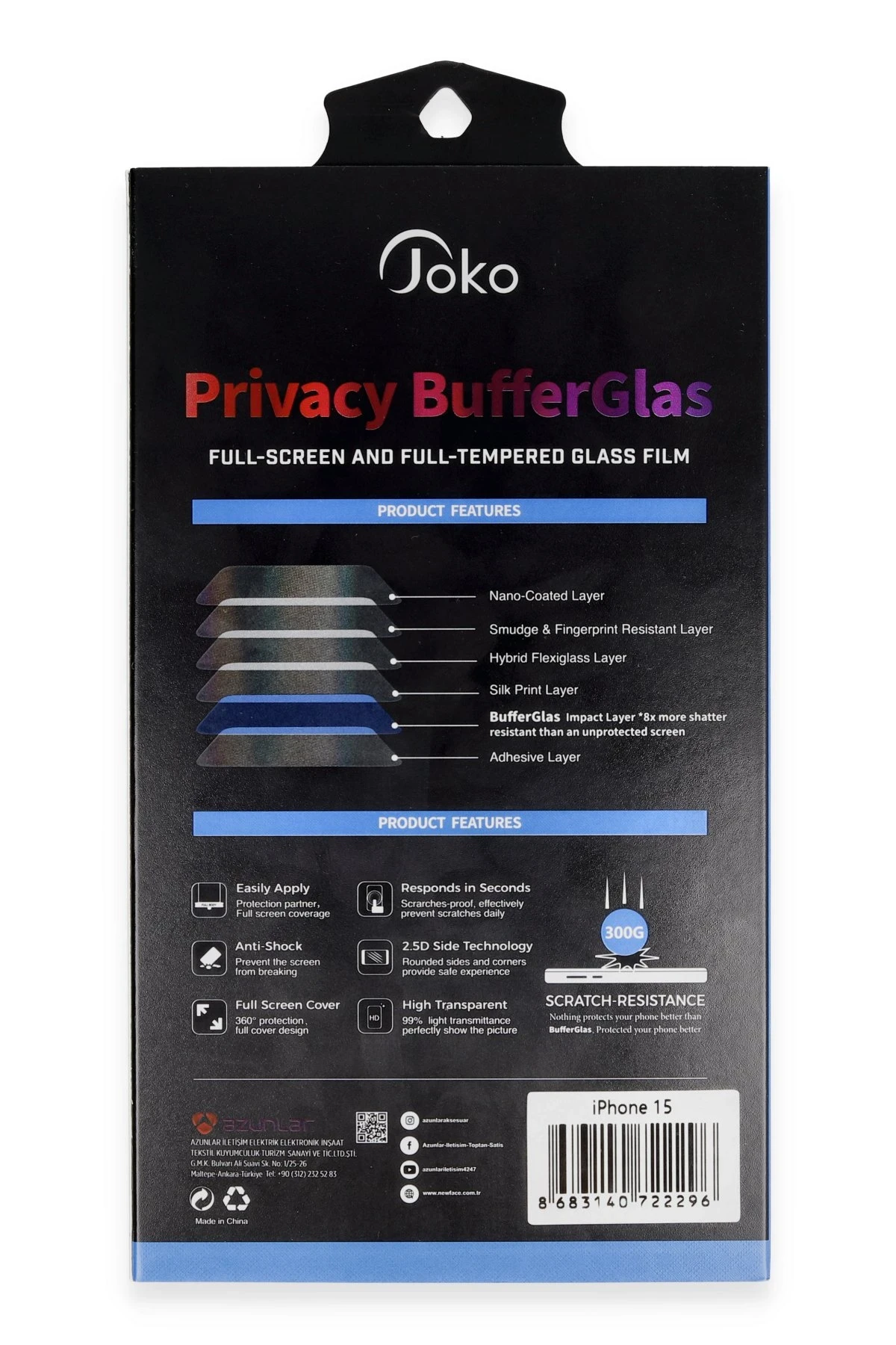Joko iPhone 11 Buffer Hayalet Cam Ekran Koruyucu - Siyah